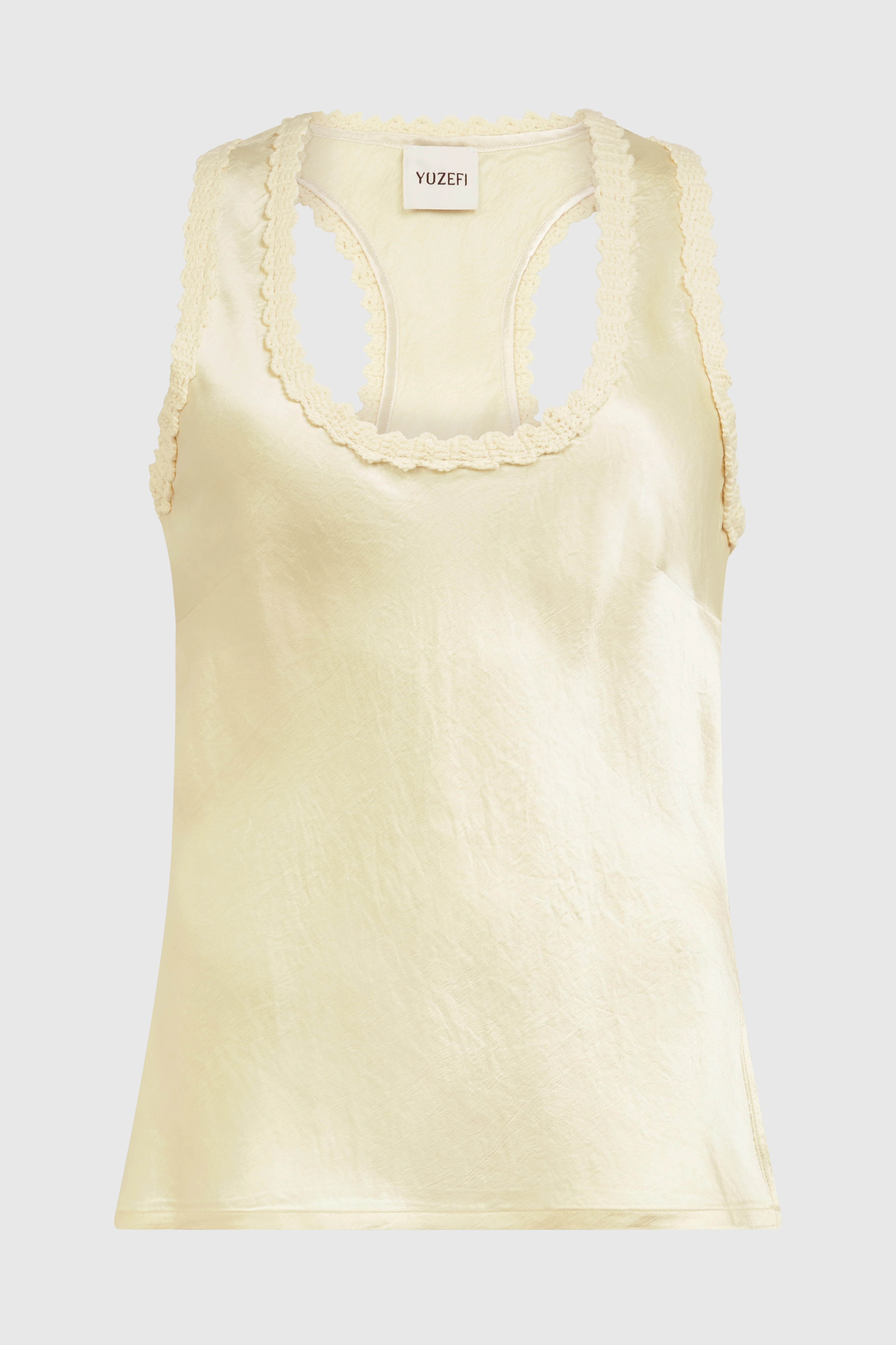 ANARA SATEEN SCOOP NECK TOP - VANILLA