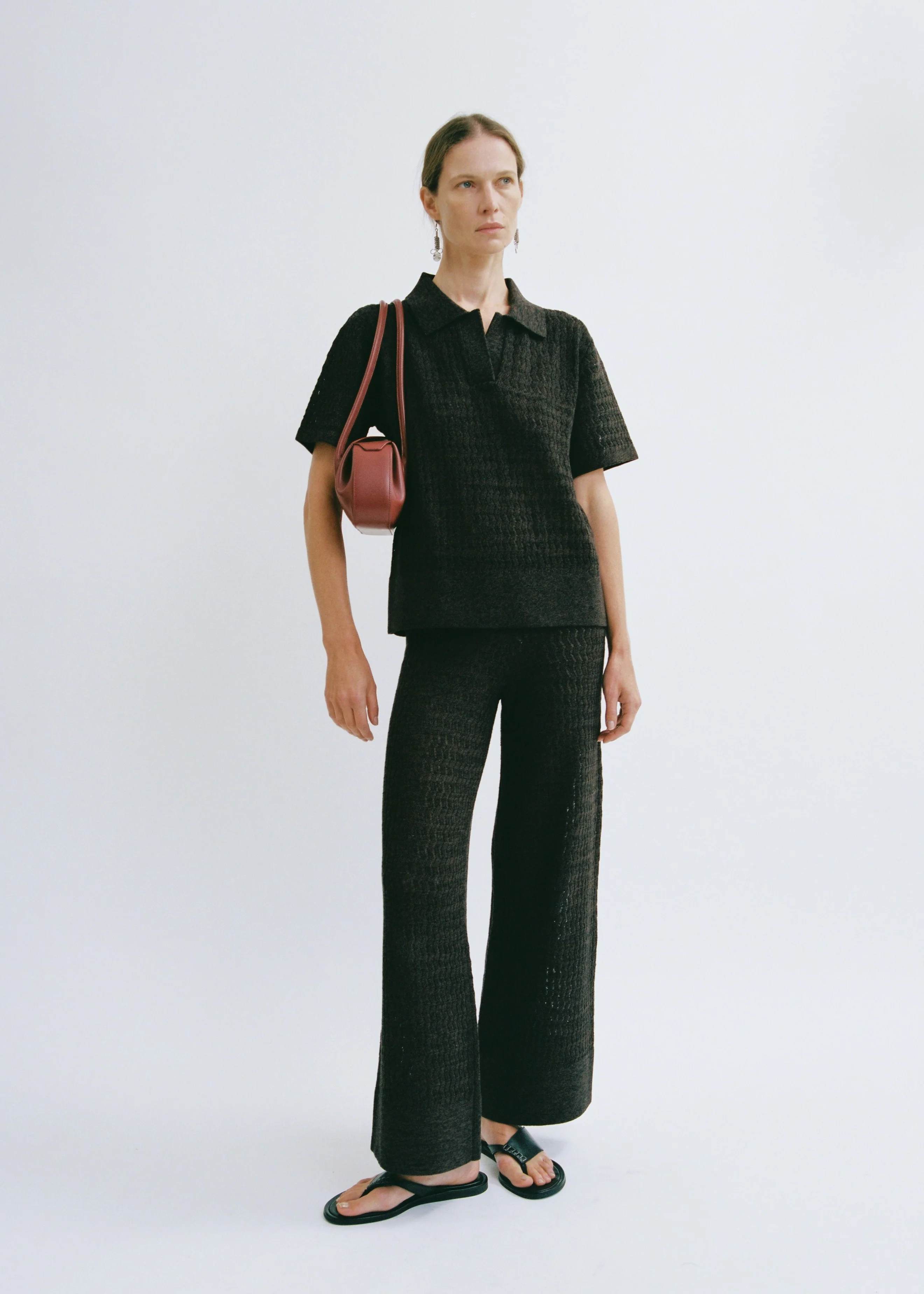 AURI KNIT EYELASH POLO - ESPRESSO - Image 2