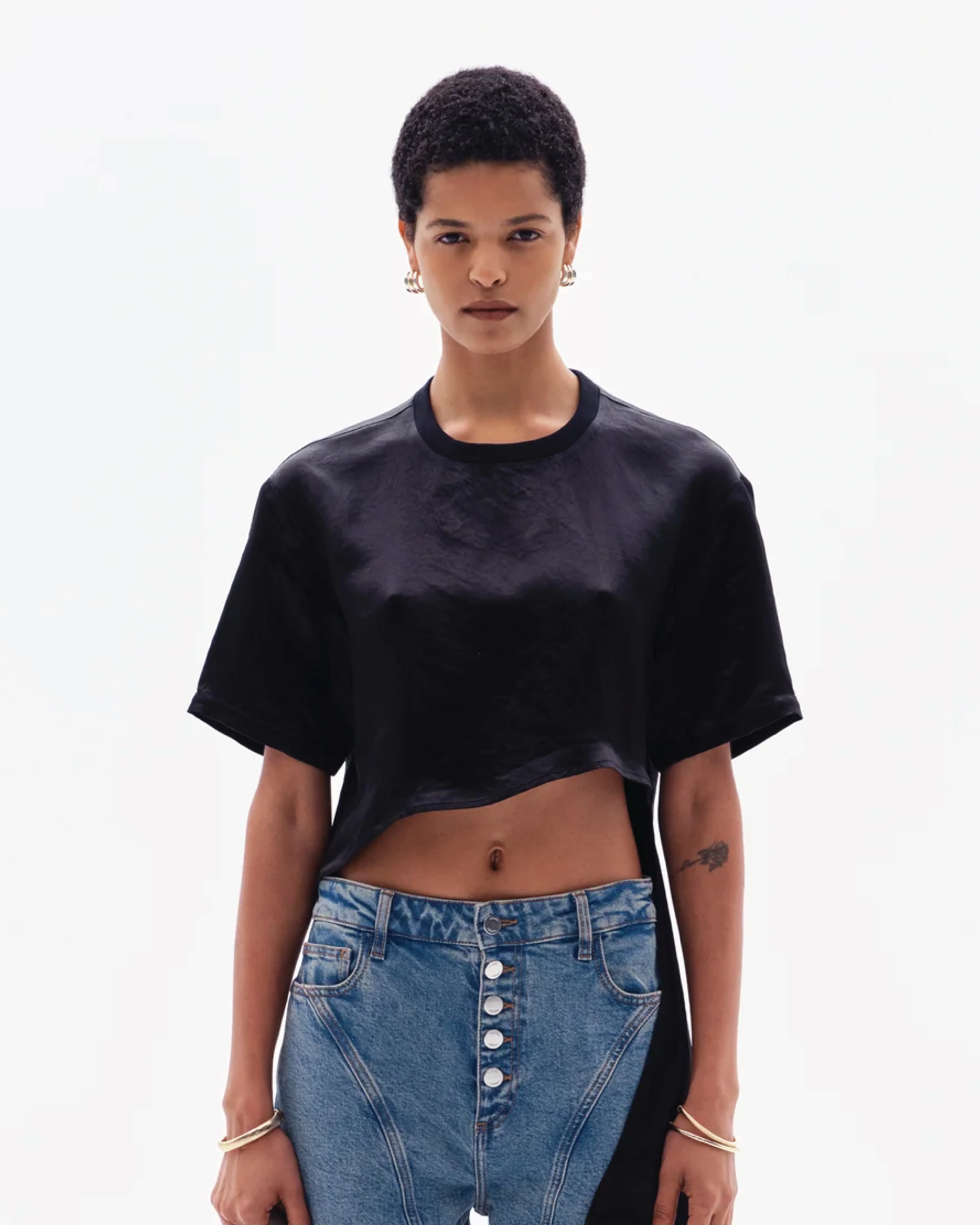 AURORA ASYMMETRIC T-SHIRT - BLACK