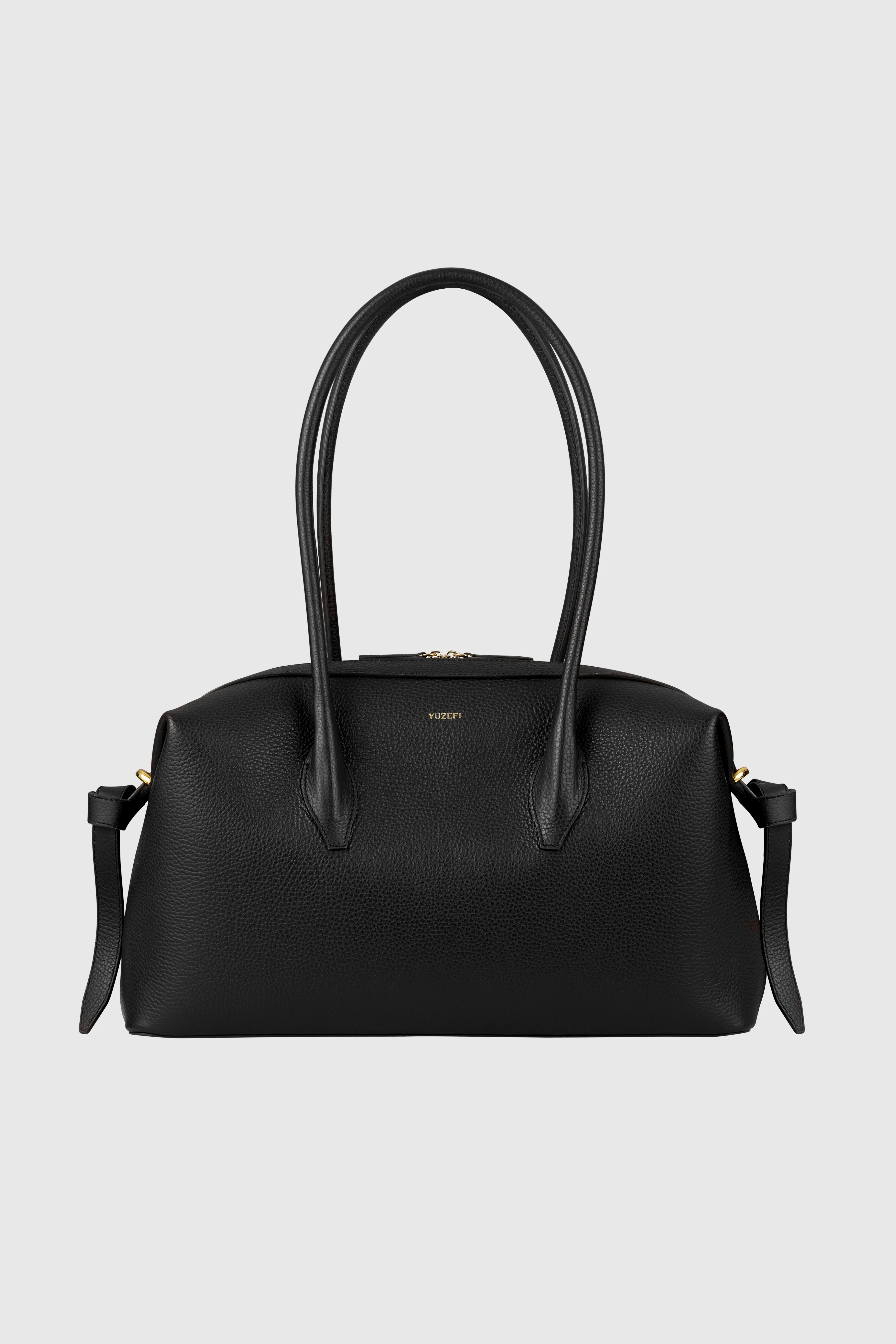 BRIOCHE DUFFLE - BLACK PEBBLE GRAINED LEATHER