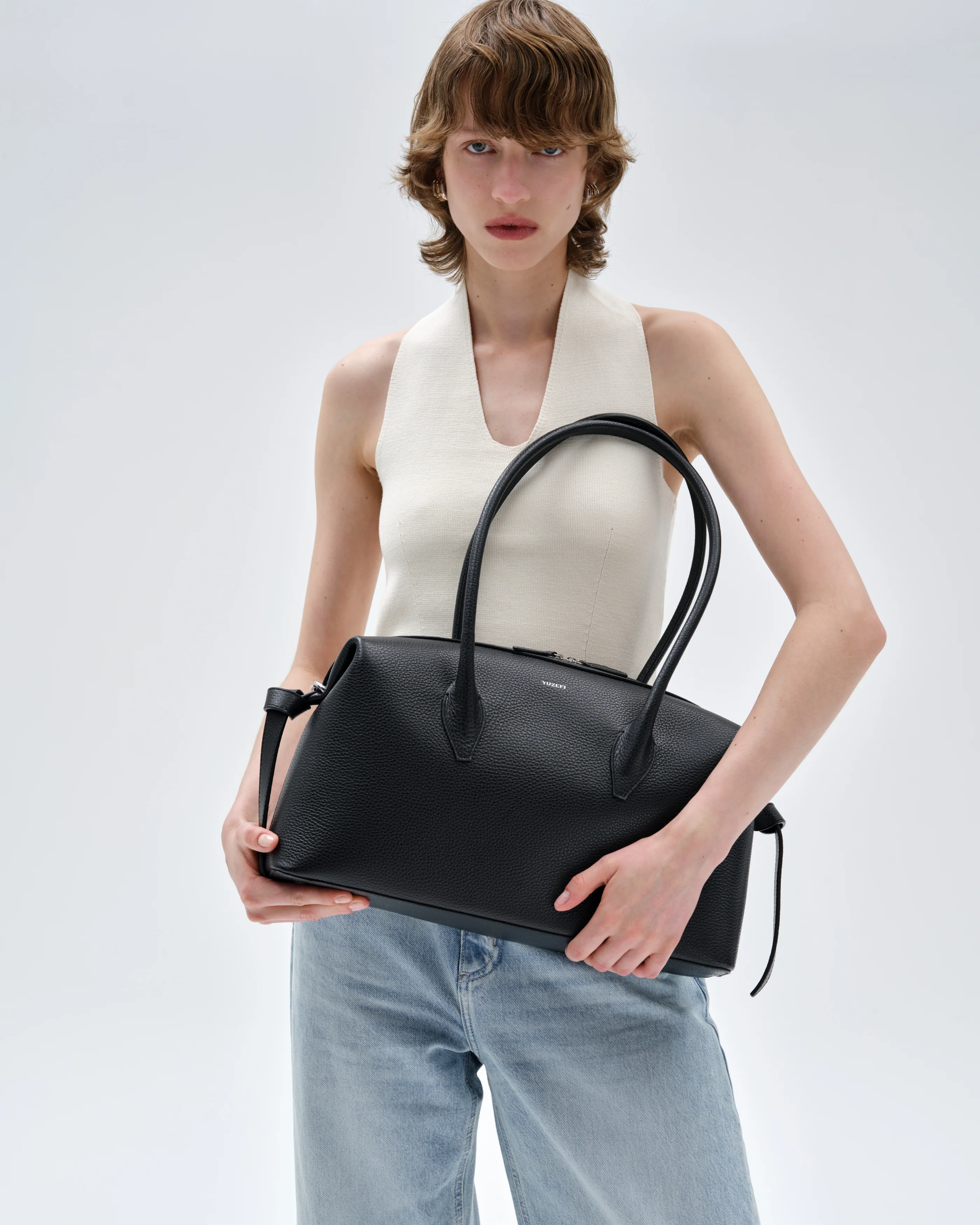 BRIOCHE DUFFLE - BLACK PEBBLE GRAINED LEATHER - Image 2