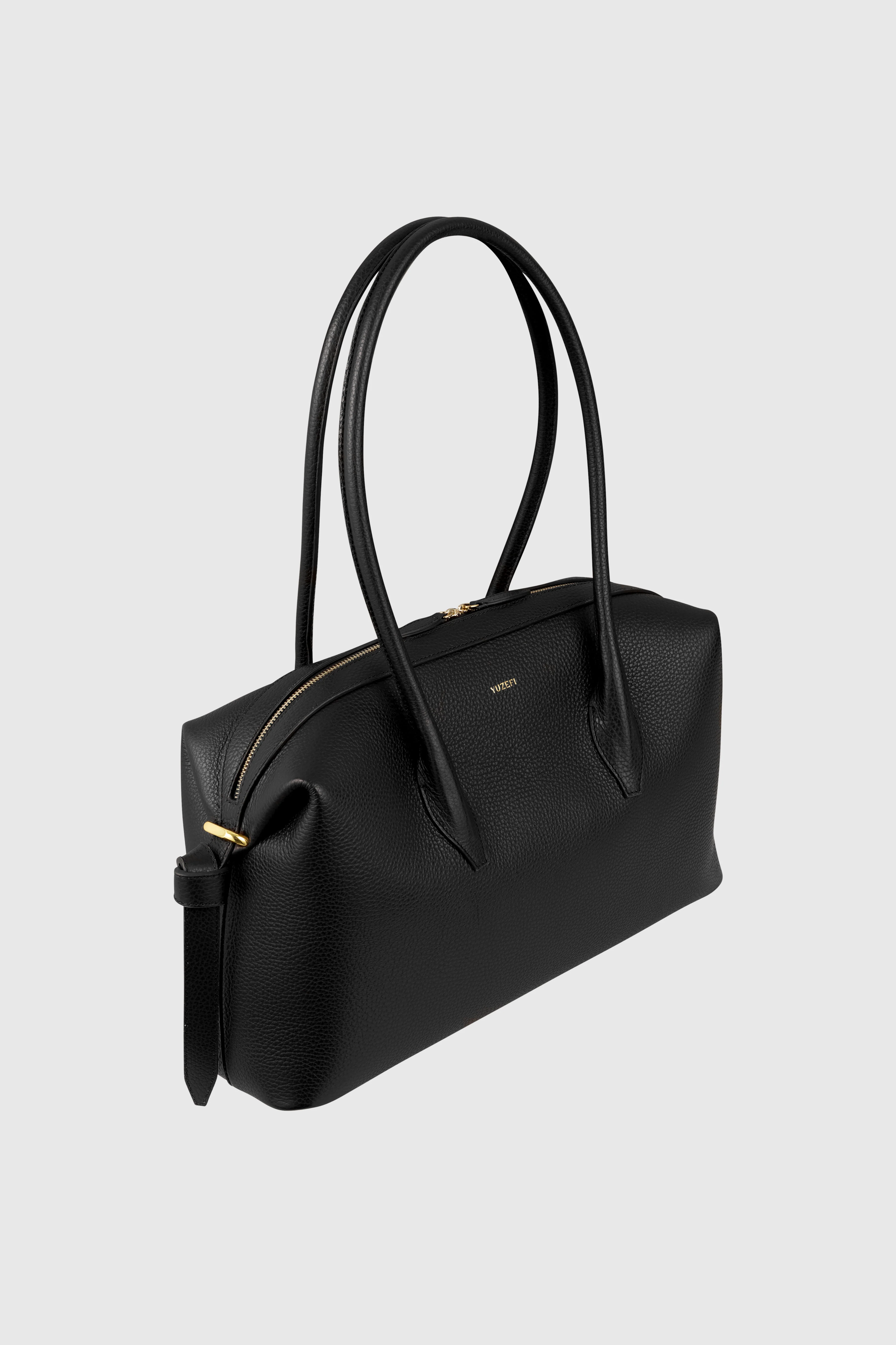 BRIOCHE DUFFLE - BLACK PEBBLE GRAINED LEATHER - Image 3