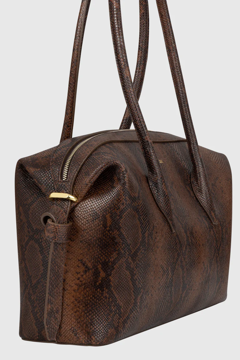 BRIOCHE DUFFLE - EMBOSSED SNAKE COWHIDE LEATHER - Image 3