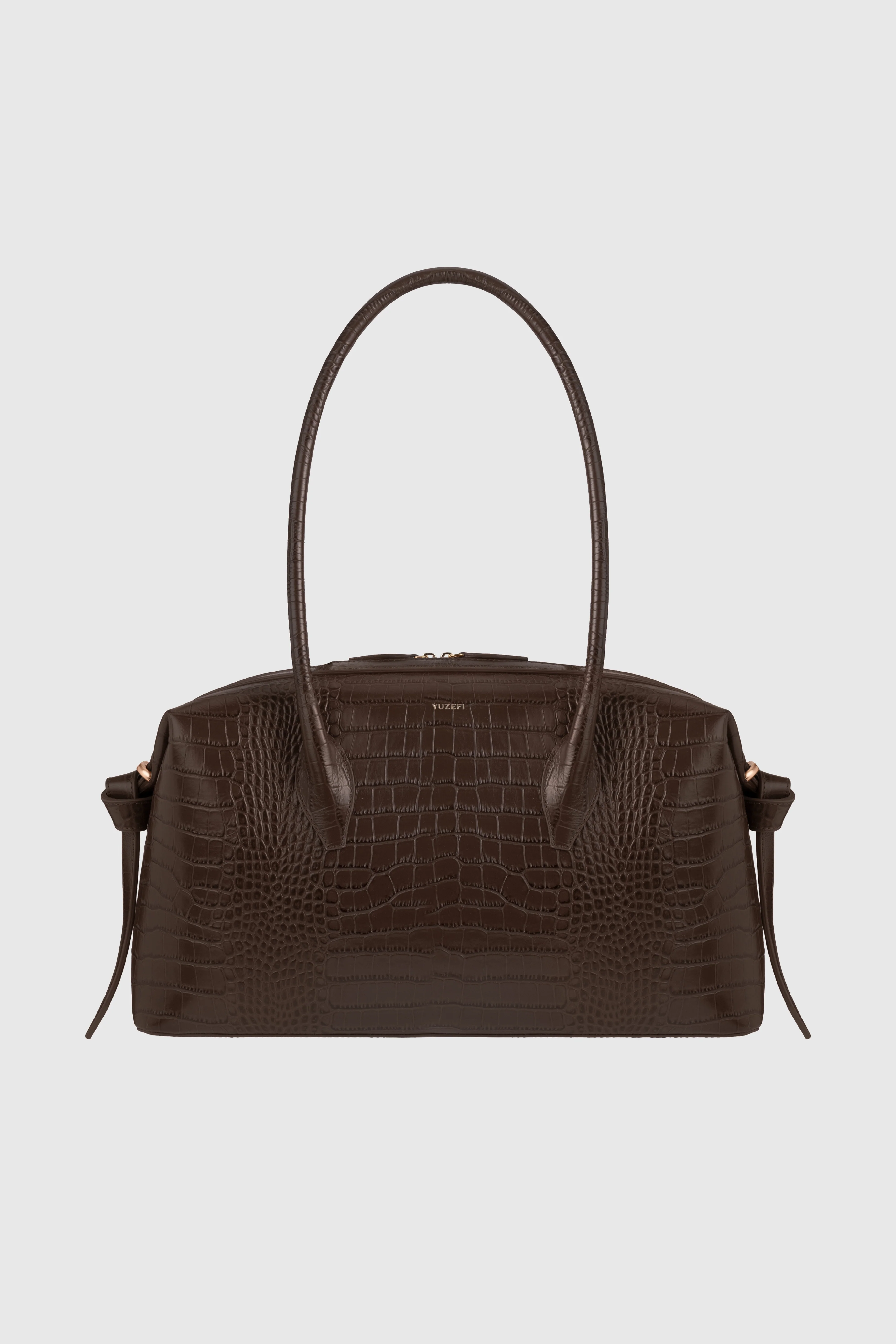 BRIOCHE DUFFLE - EMBOSSED ESPRESSO CROC LEATHER