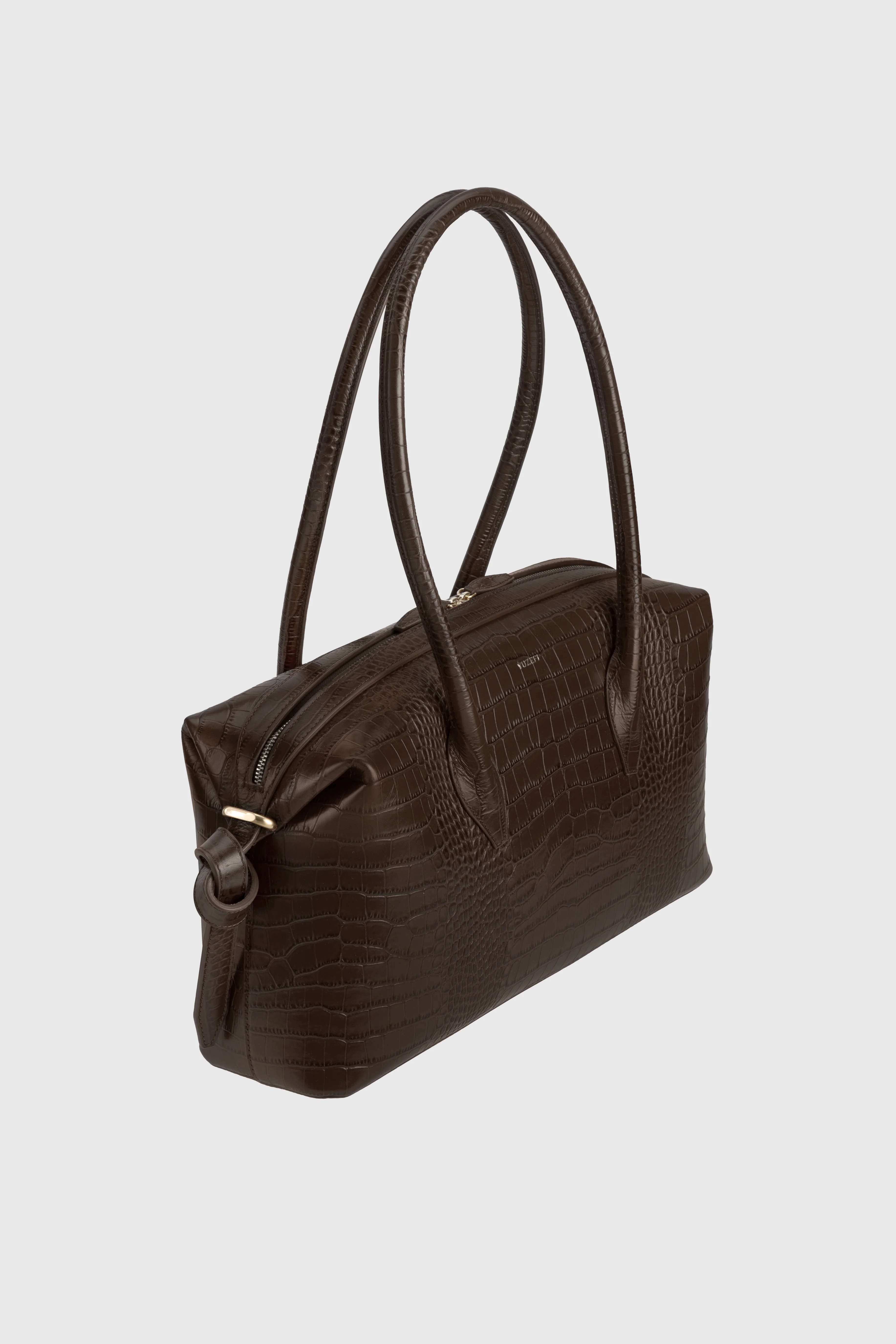 BRIOCHE DUFFLE - EMBOSSED ESPRESSO CROC LEATHER - Image 2
