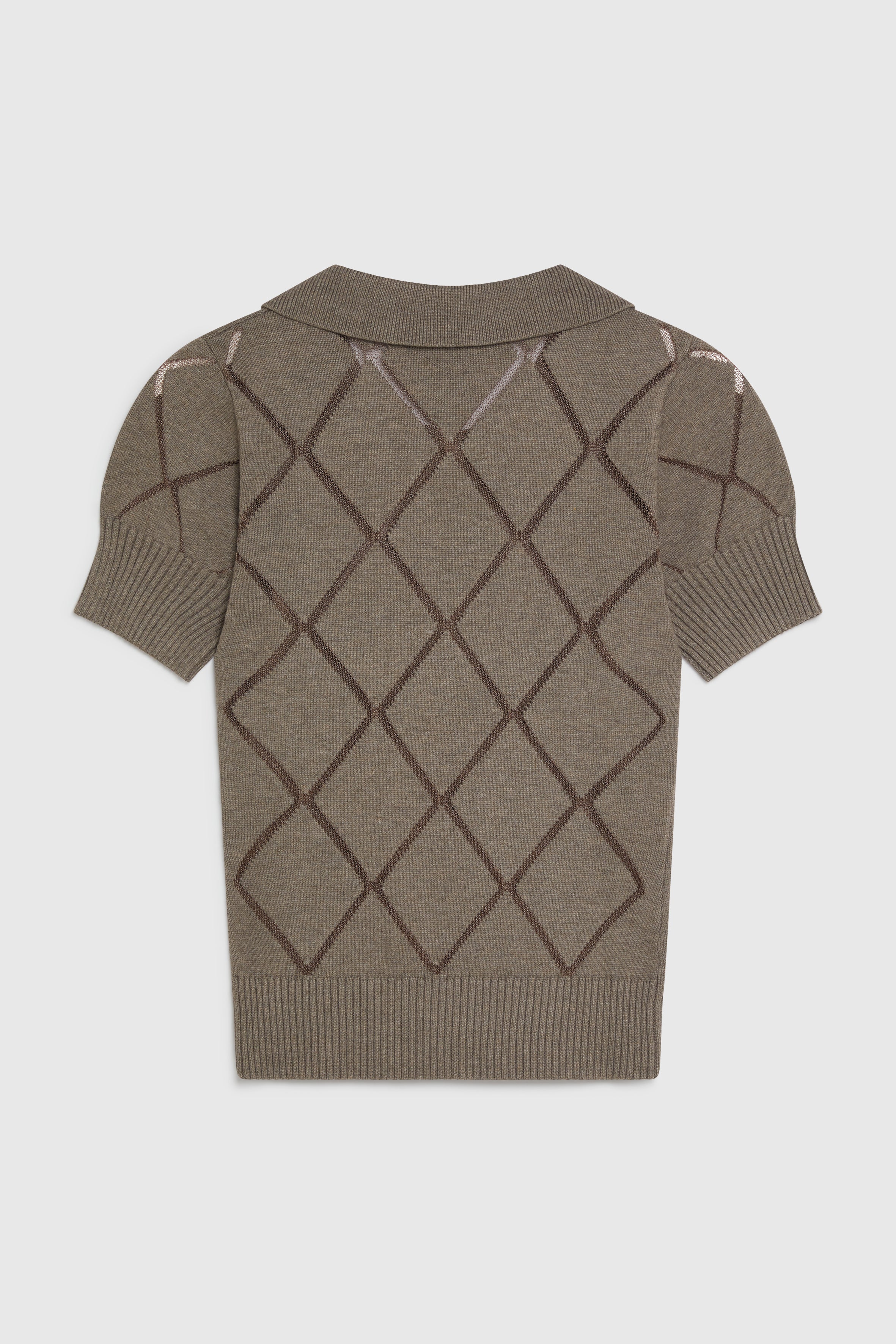 ELIORA FITTED POINTELLE POLO TOP - CLAY - Image 2