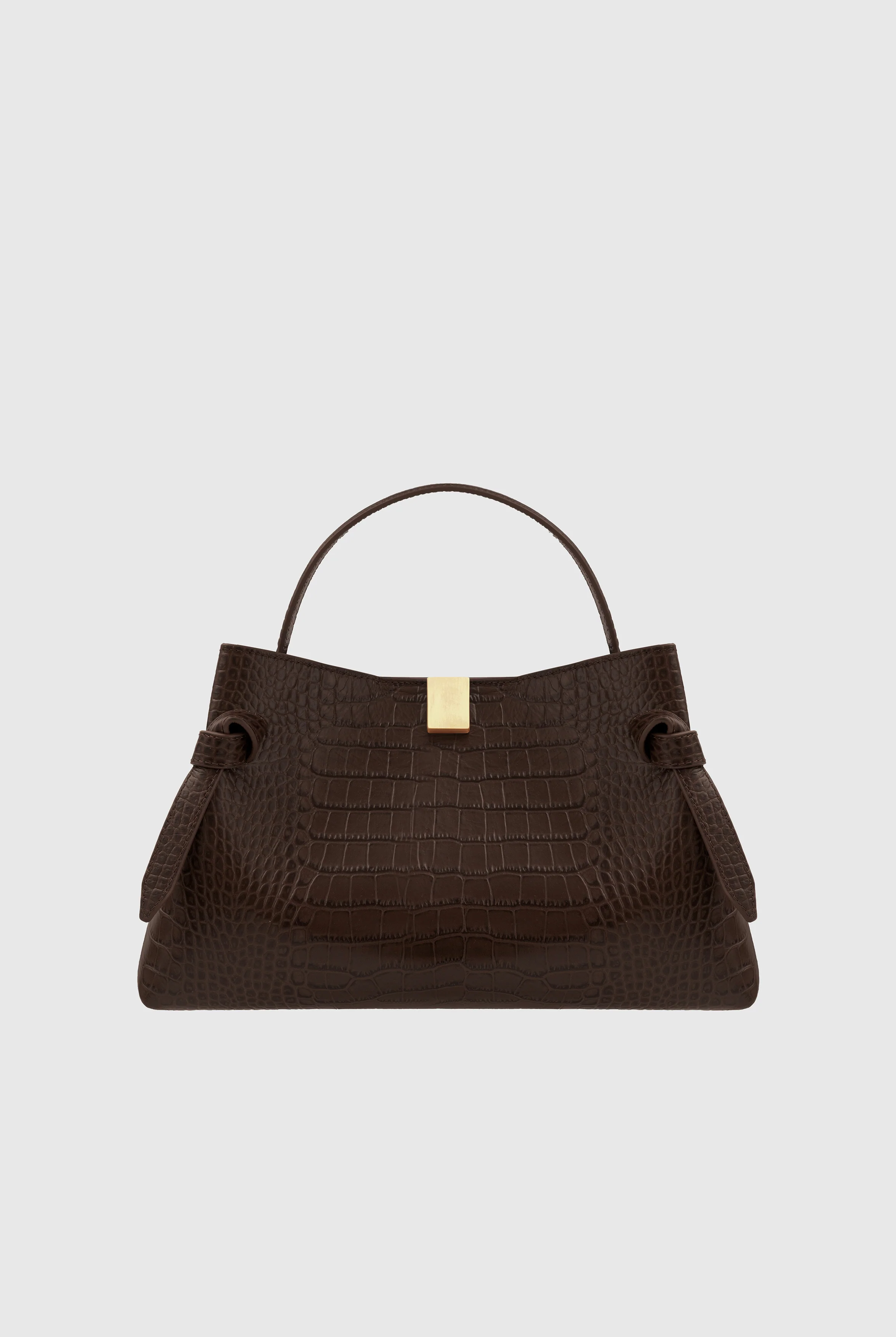 GYOZA - EMBOSSED ESPRESSO CROC LEATHER