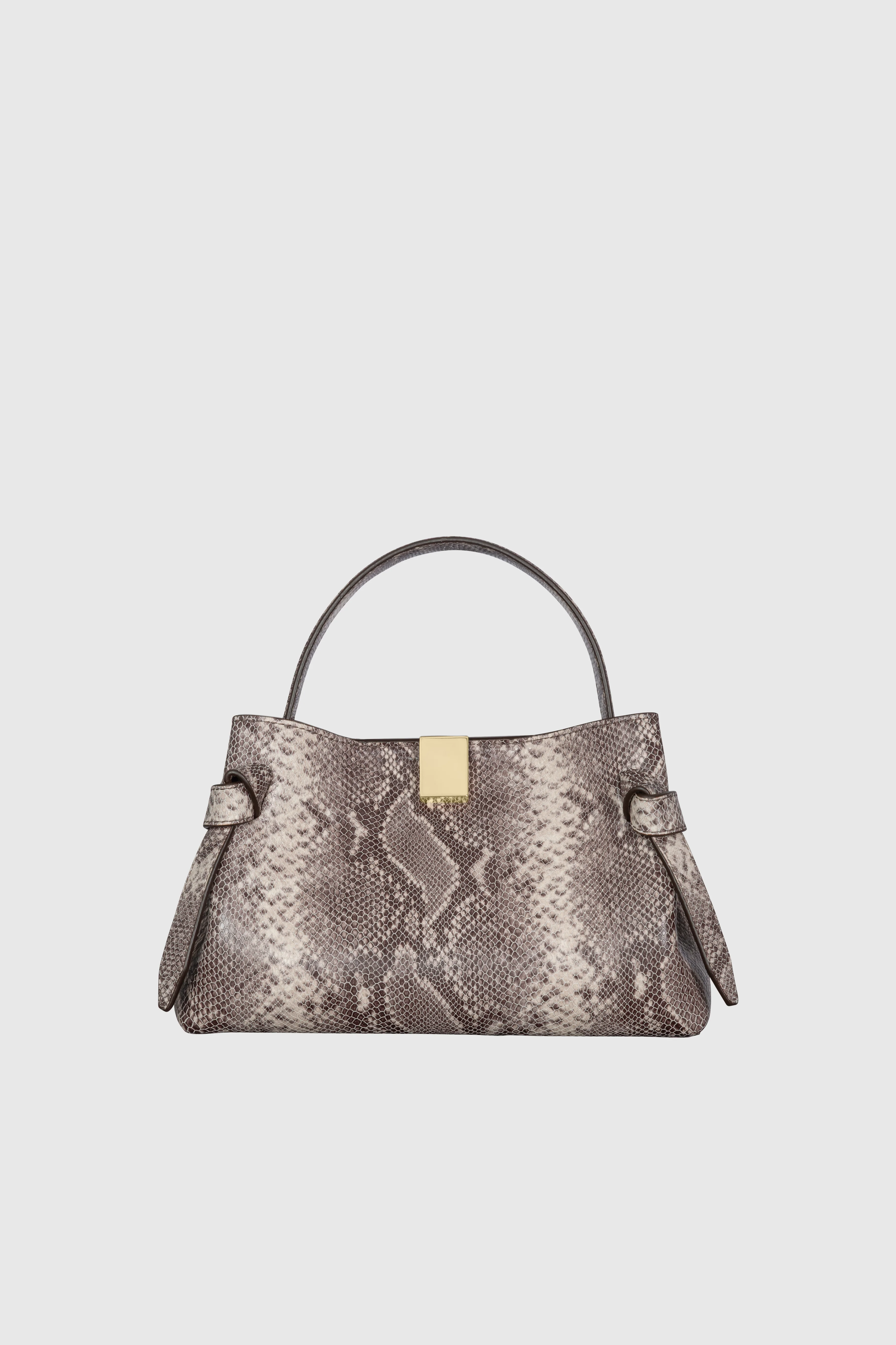 GYOZA MINI - EMBOSSED ASH SNAKE COWHIDE LEATHER