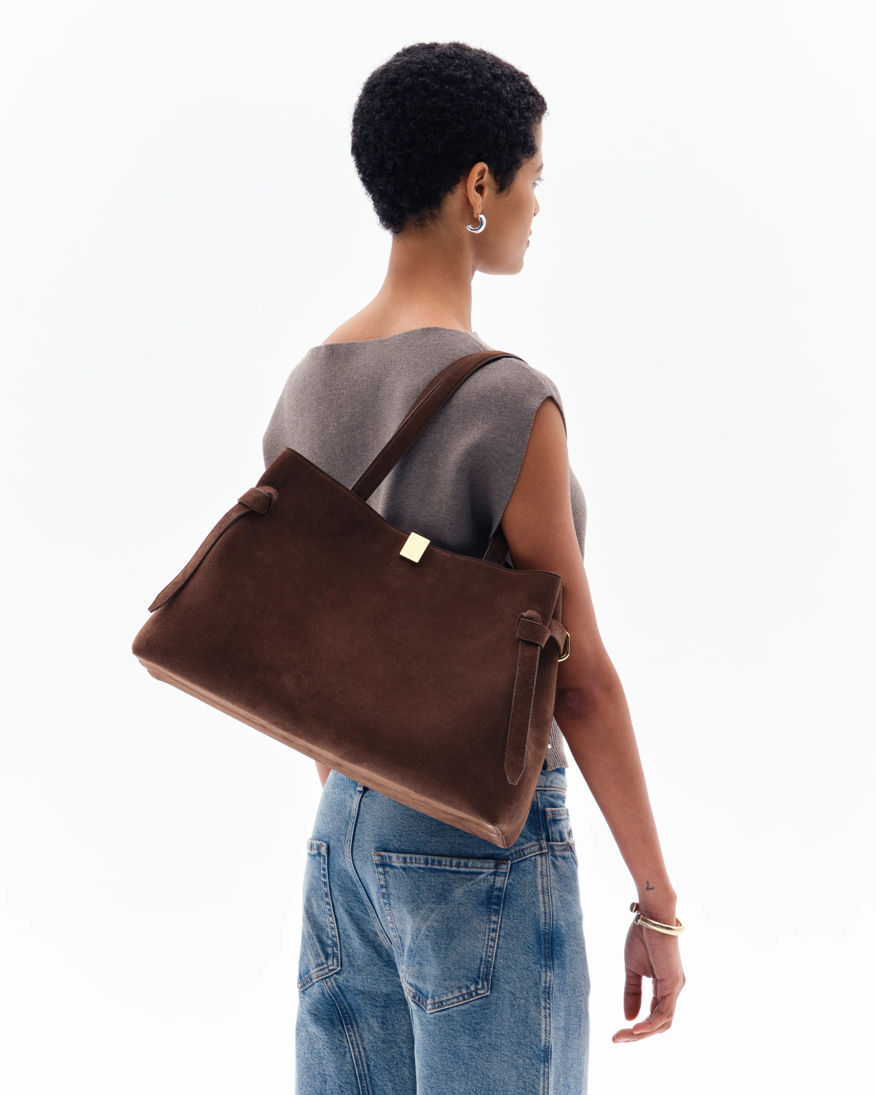 GYOZA TOTE - CHOCOLATE SUEDE - Image 2