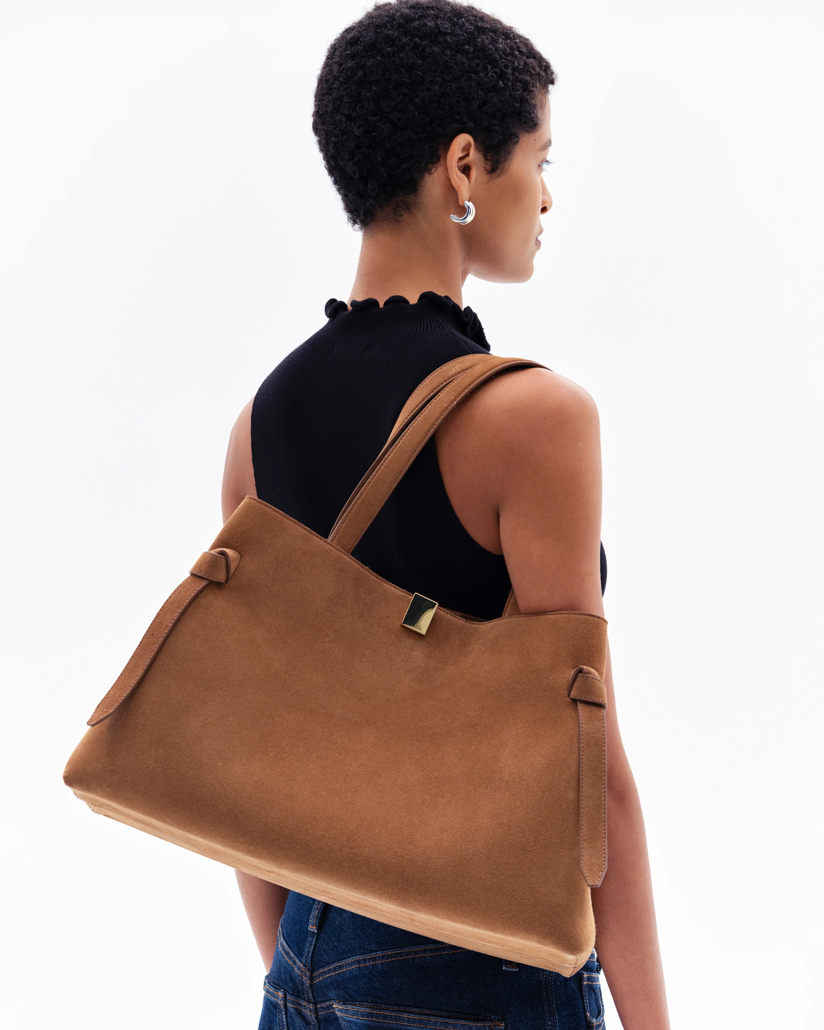 GYOZA TOTE - COGNAC SUEDE - Image 2