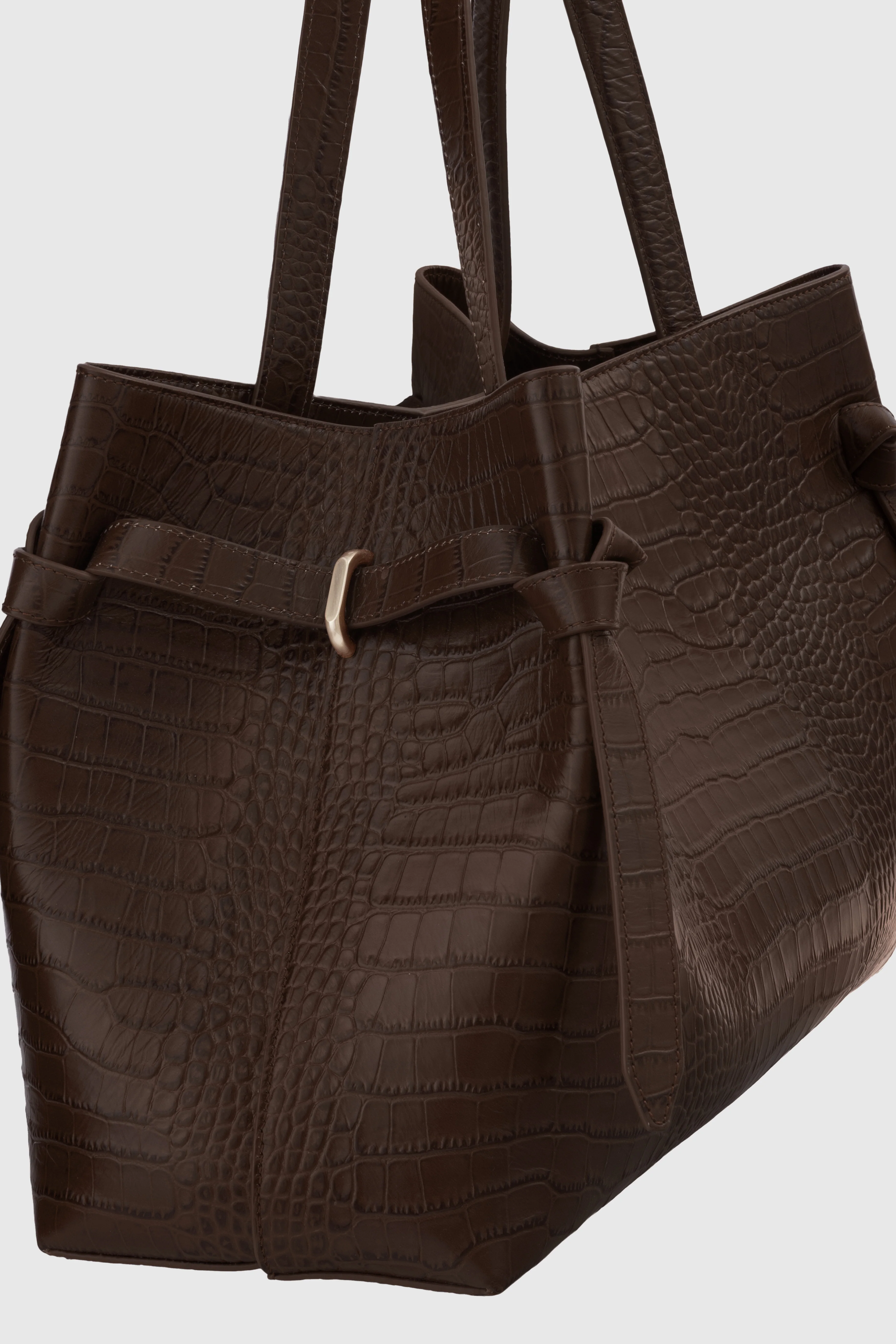 GYOZA TOTE - EMBOSSED ESPRESSO CROC LEATHER - Image 3