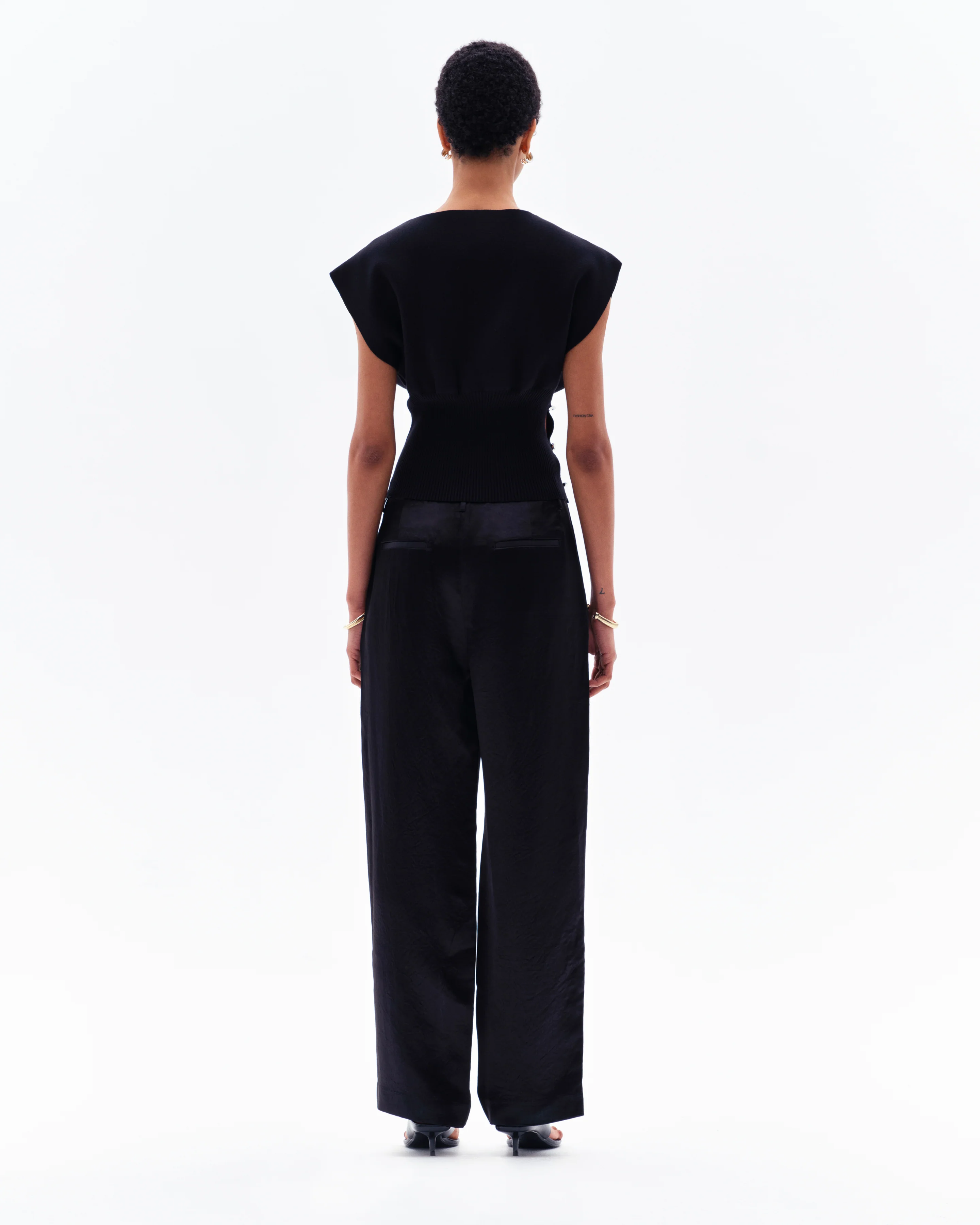 HEDRA ACETATE CONCEALED ZIP TROUSERS - BLACK - Image 4