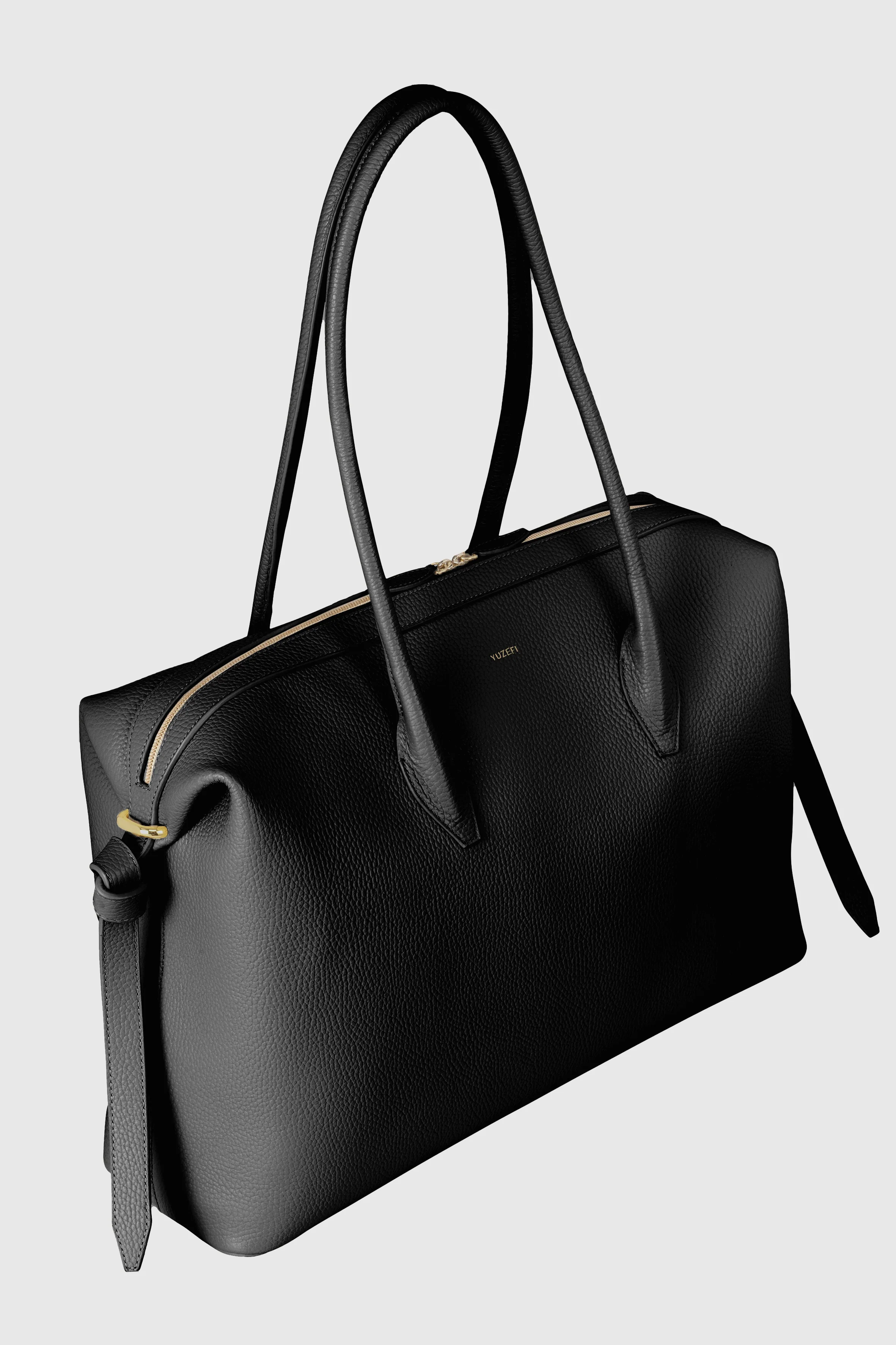 LARGE BRIOCHE DUFFLE - BLACK PEBBLE GRAINED LEATHER - Image 3