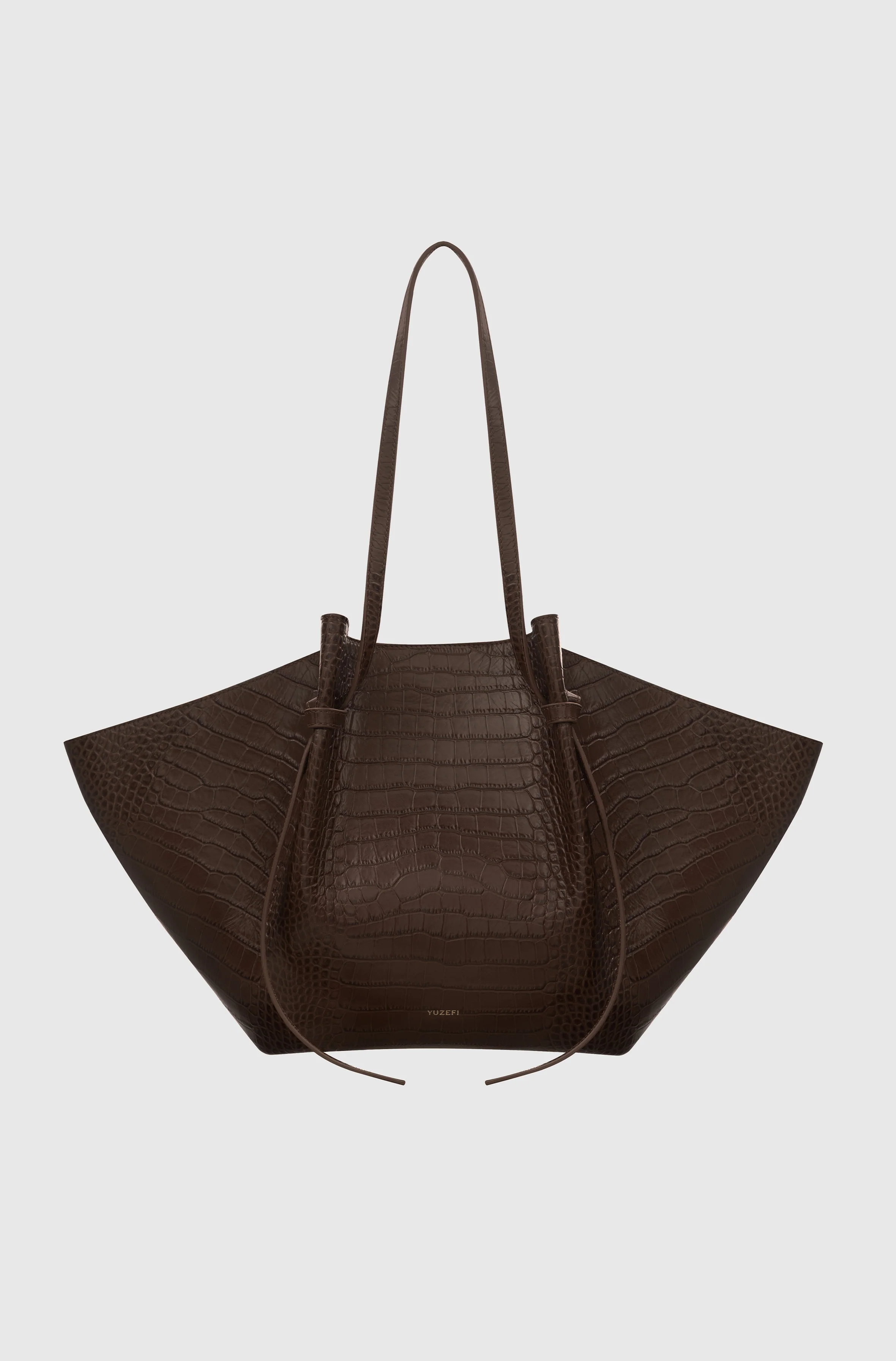 LARGE MOCHI - EMBOSSED ESPRESSO CROC LEATHER