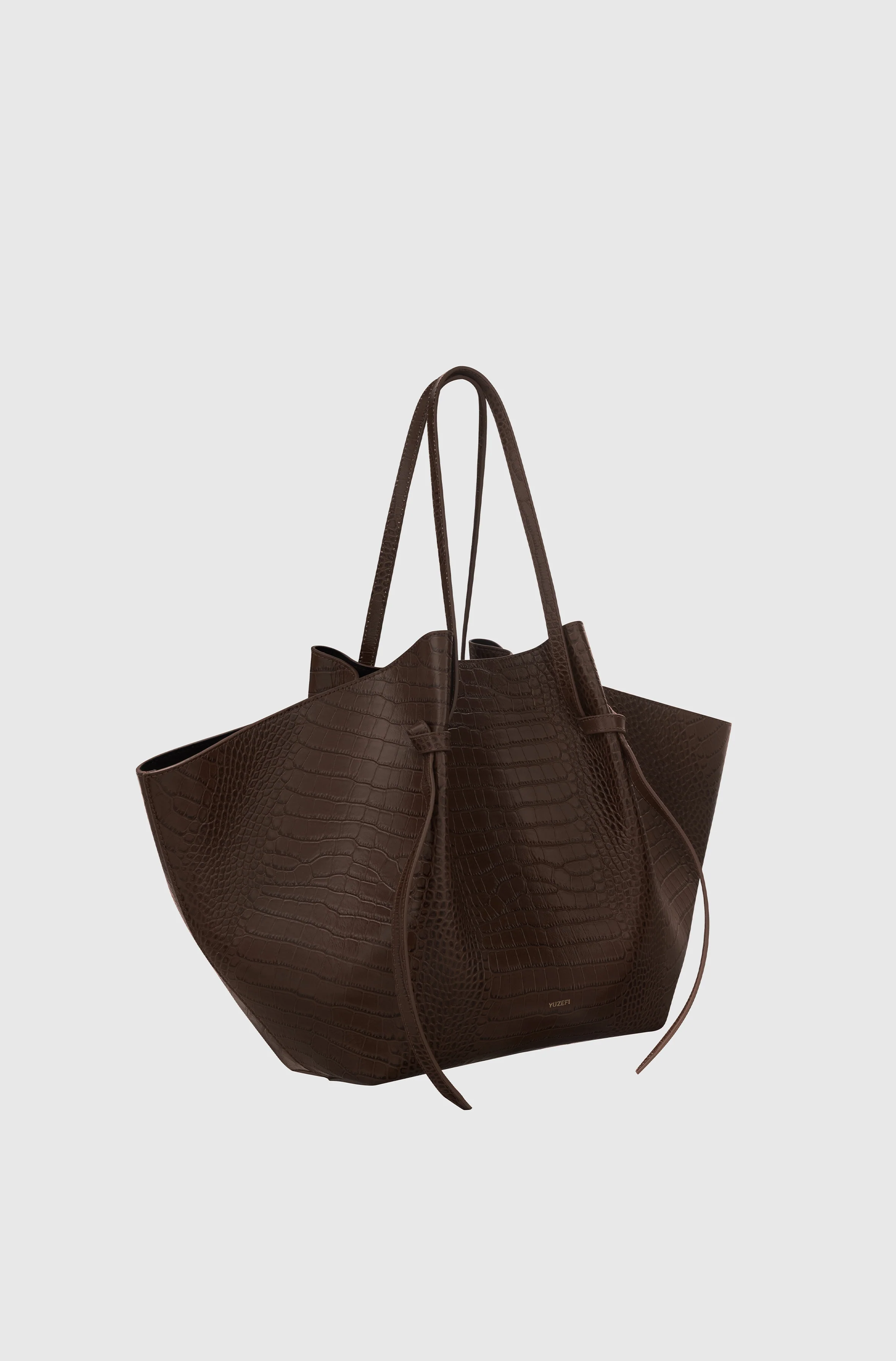 LARGE MOCHI - EMBOSSED ESPRESSO CROC LEATHER - Image 2