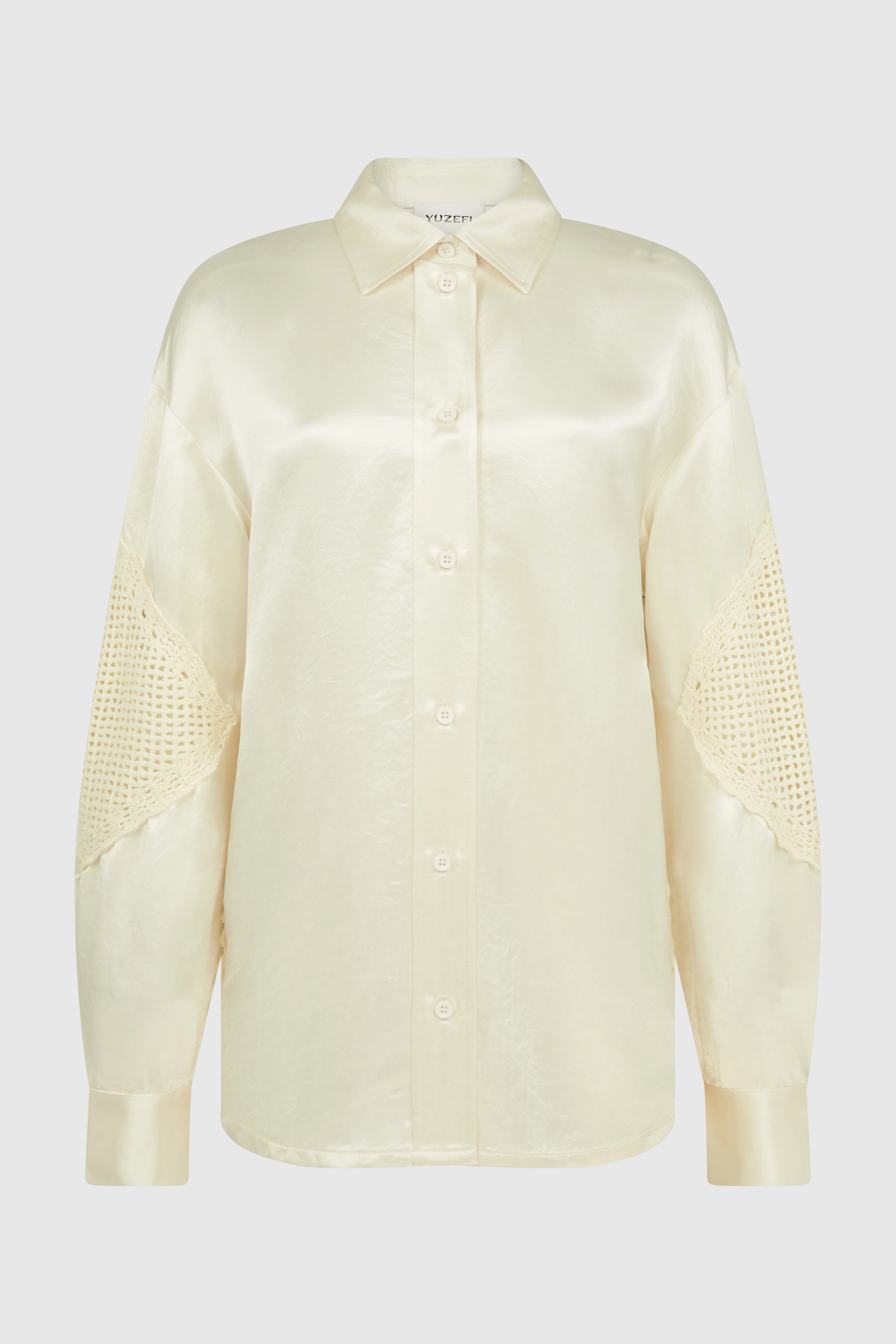 LUMI SATEEN CROCHET SHIRT - IVORY