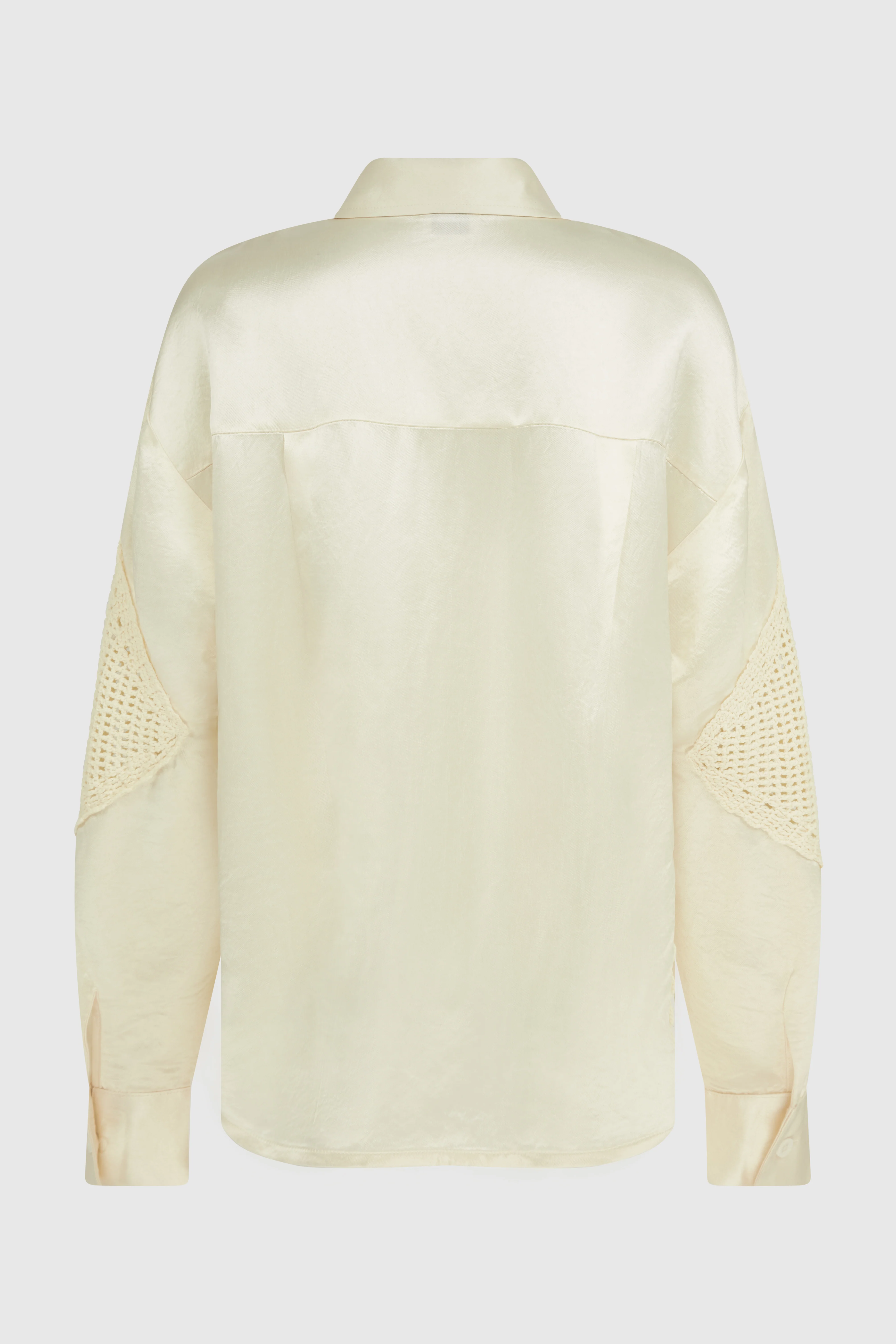 LUMI SATEEN CROCHET SHIRT - IVORY - Image 3