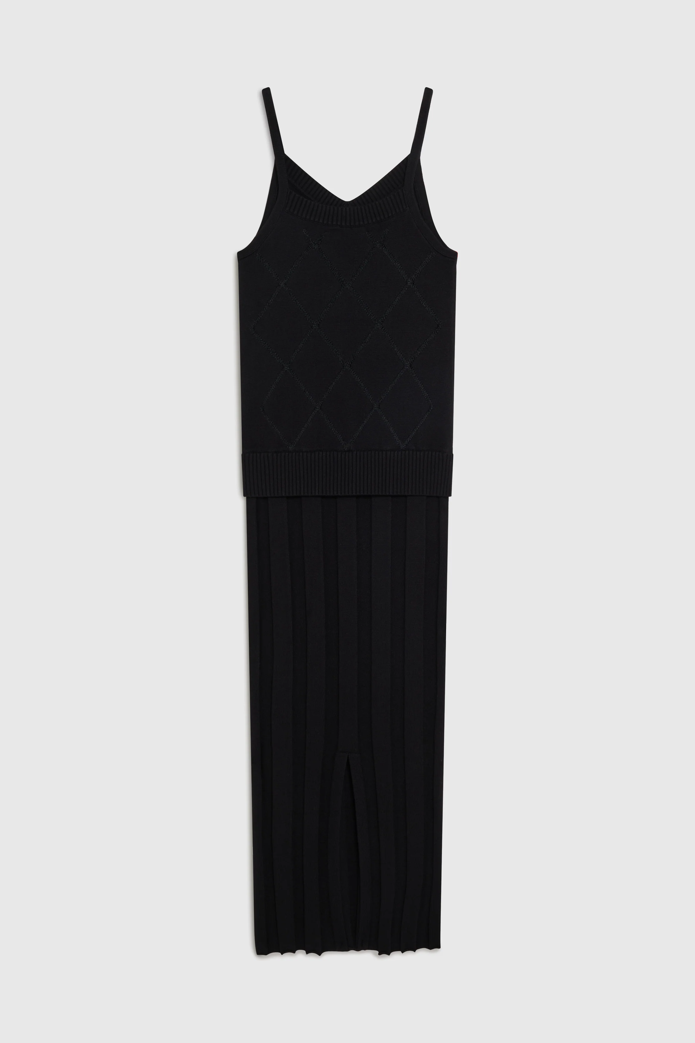 MARGOT FITTED PLEATED STRAP DRESS - BLACK - Image 3