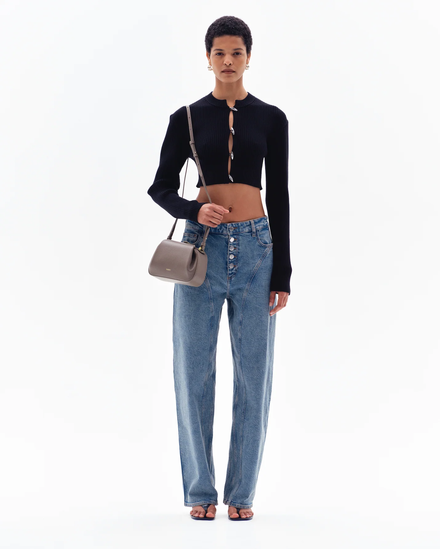 OYSTER MINI CLUTCH - TAUPE PEBBLE GRAINED LEATHER - Image 2