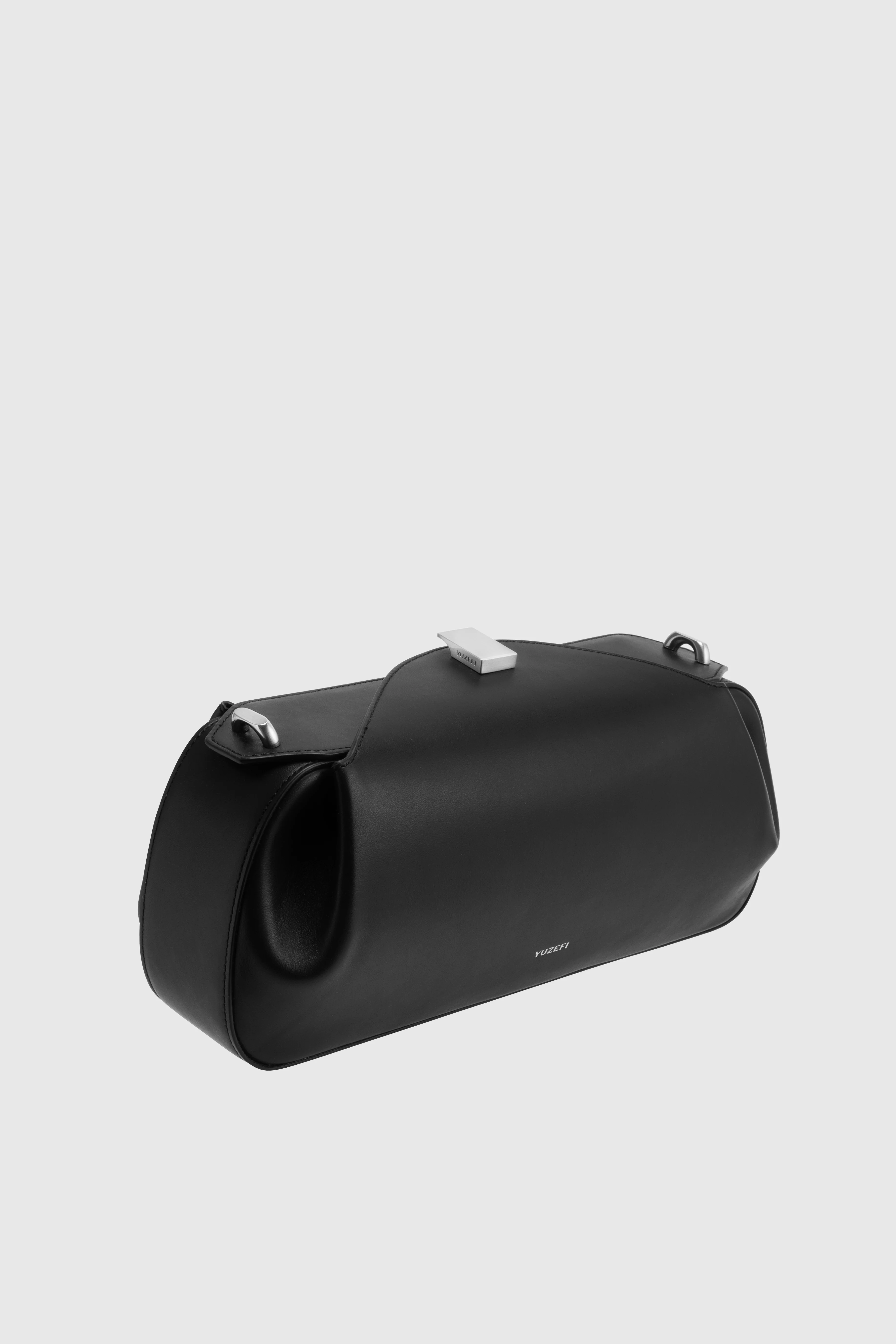 OYSTER CLUTCH - BLACK SMOOTH LEATHER - Image 5