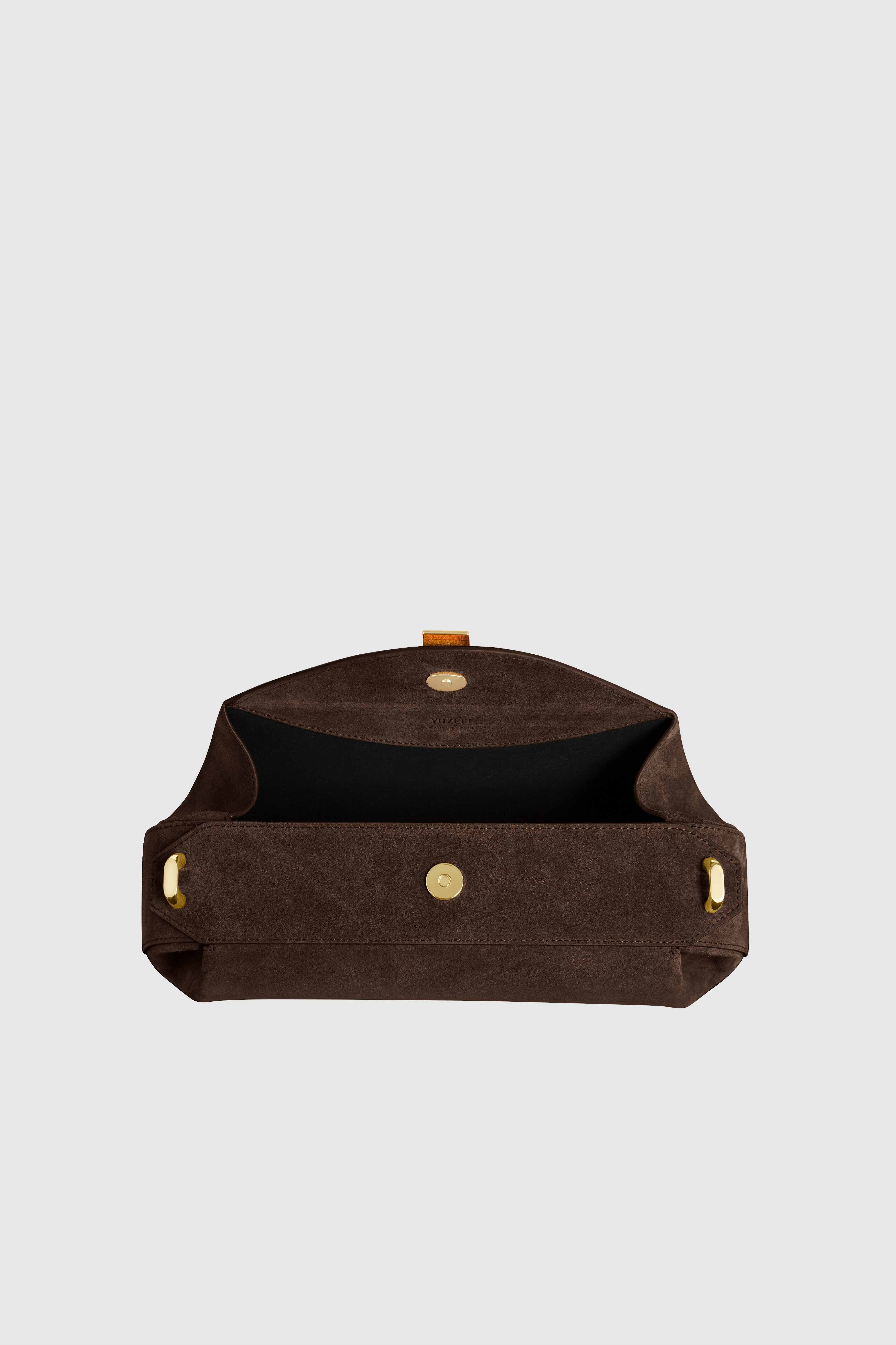 OYSTER CLUTCH - CHOCOLATE SUEDE - Image 4