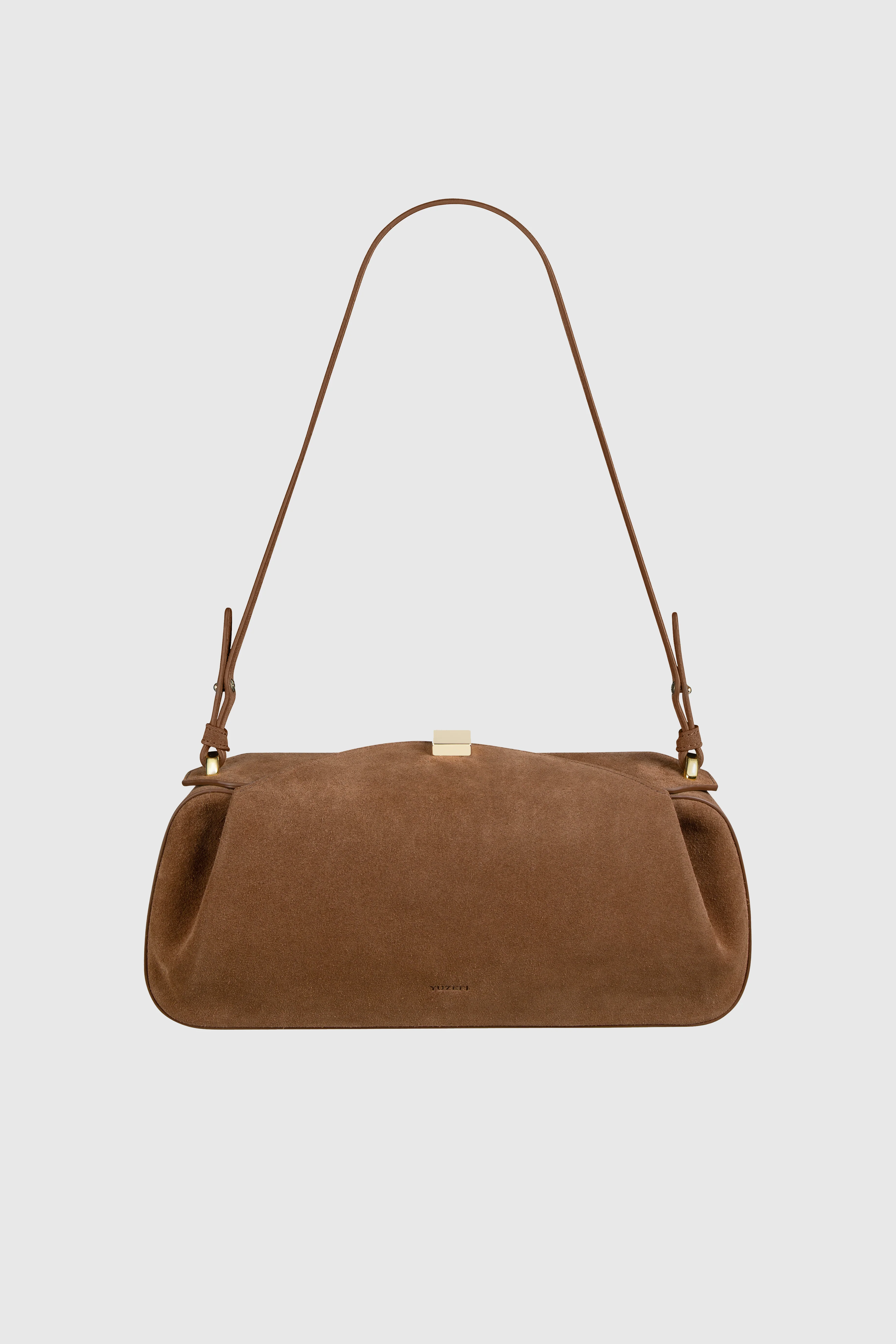 OYSTER CLUTCH - COGNAC SUEDE - Image 3
