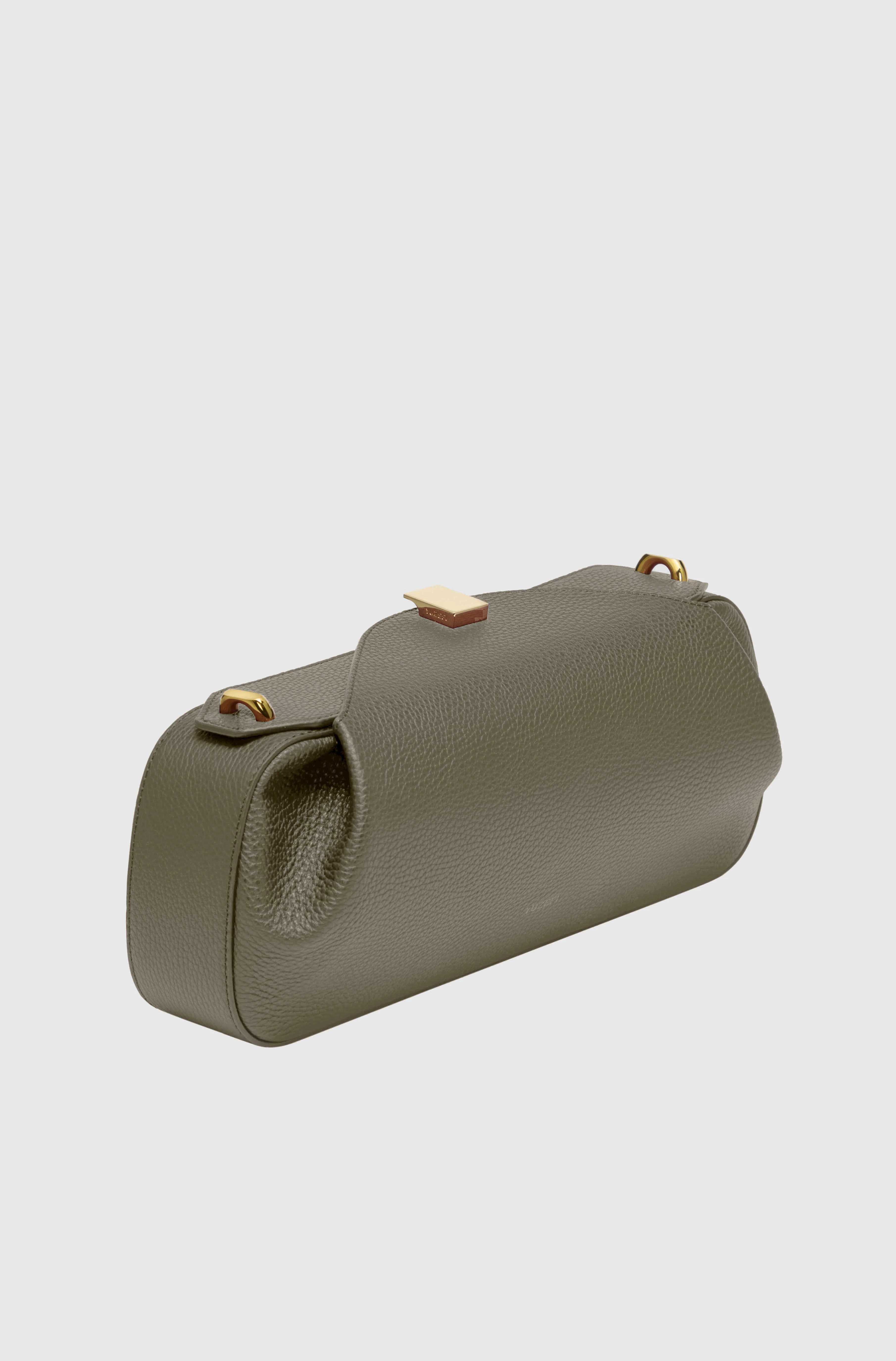 OYSTER CLUTCH - TAUPE PEBBLE GRAINED LEATHER - Image 2