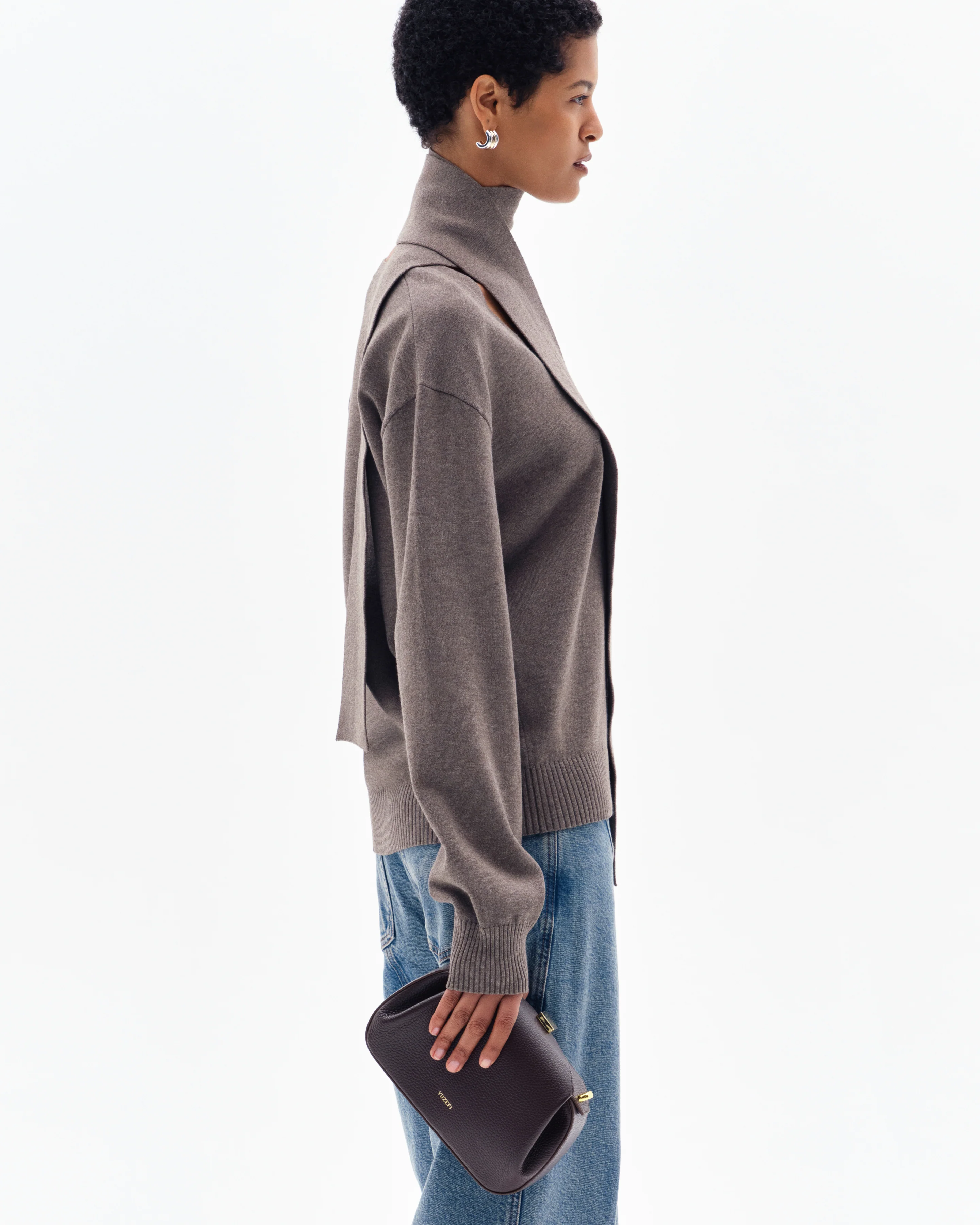 OYSTER MINI CLUTCH - ESPRESSO PEBBLE GRAINED LEATHER - Image 3