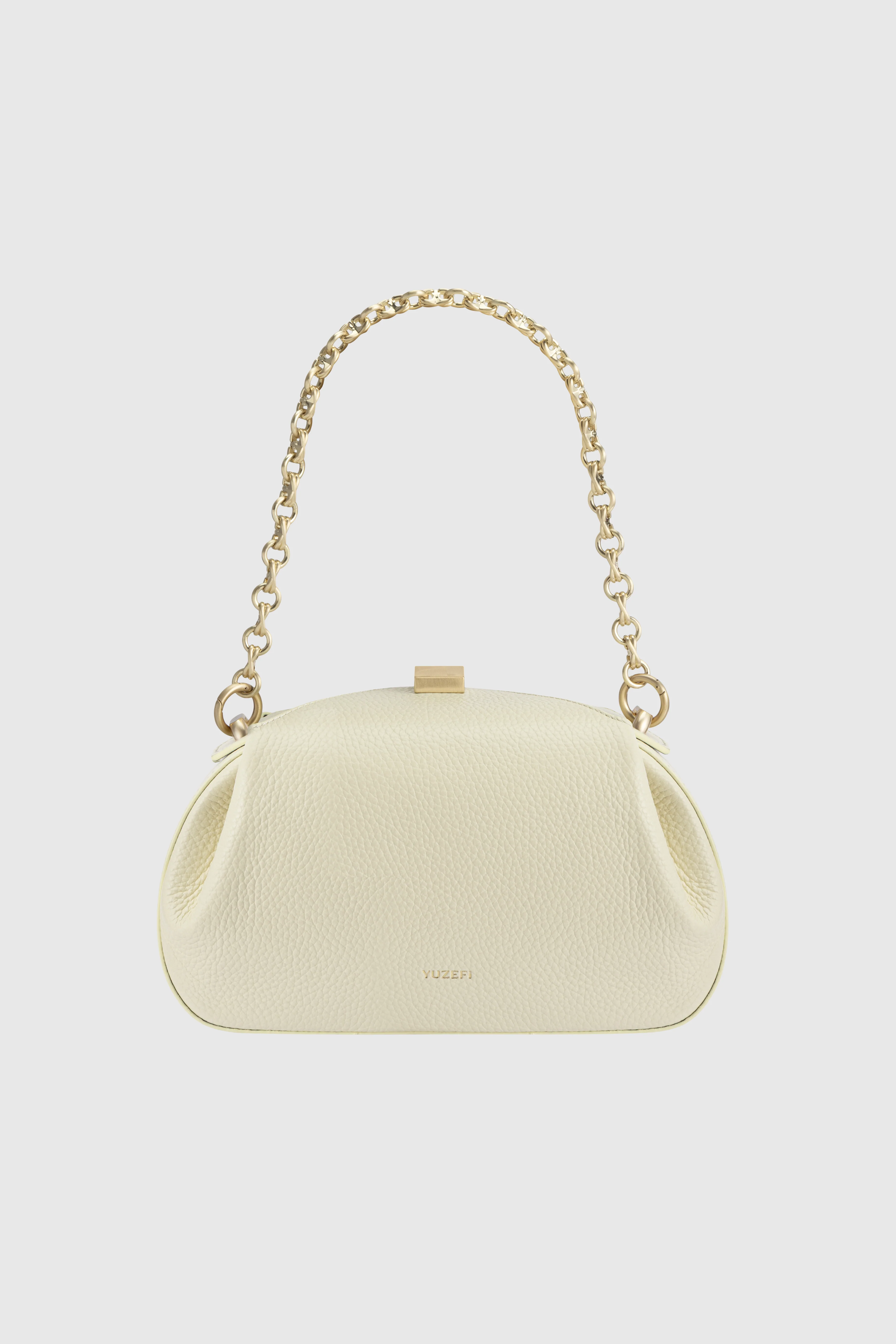 OYSTER MINI CLUTCH - VANILLA PEBBLE GRAINED LEATHER