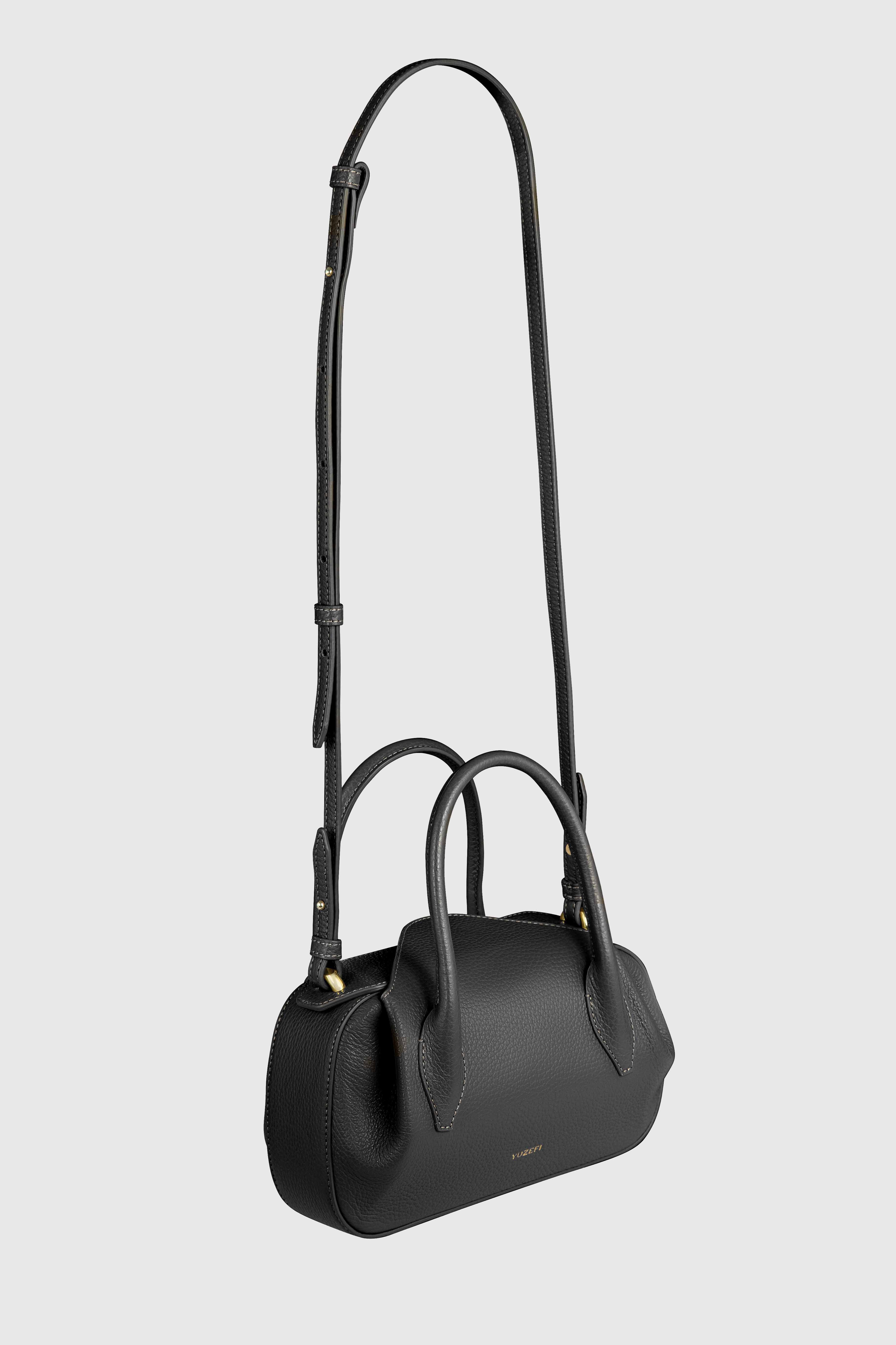 OYSTER MINI DUFFLE - BLACK PEBBLE GRAINED LEATHER - Image 3