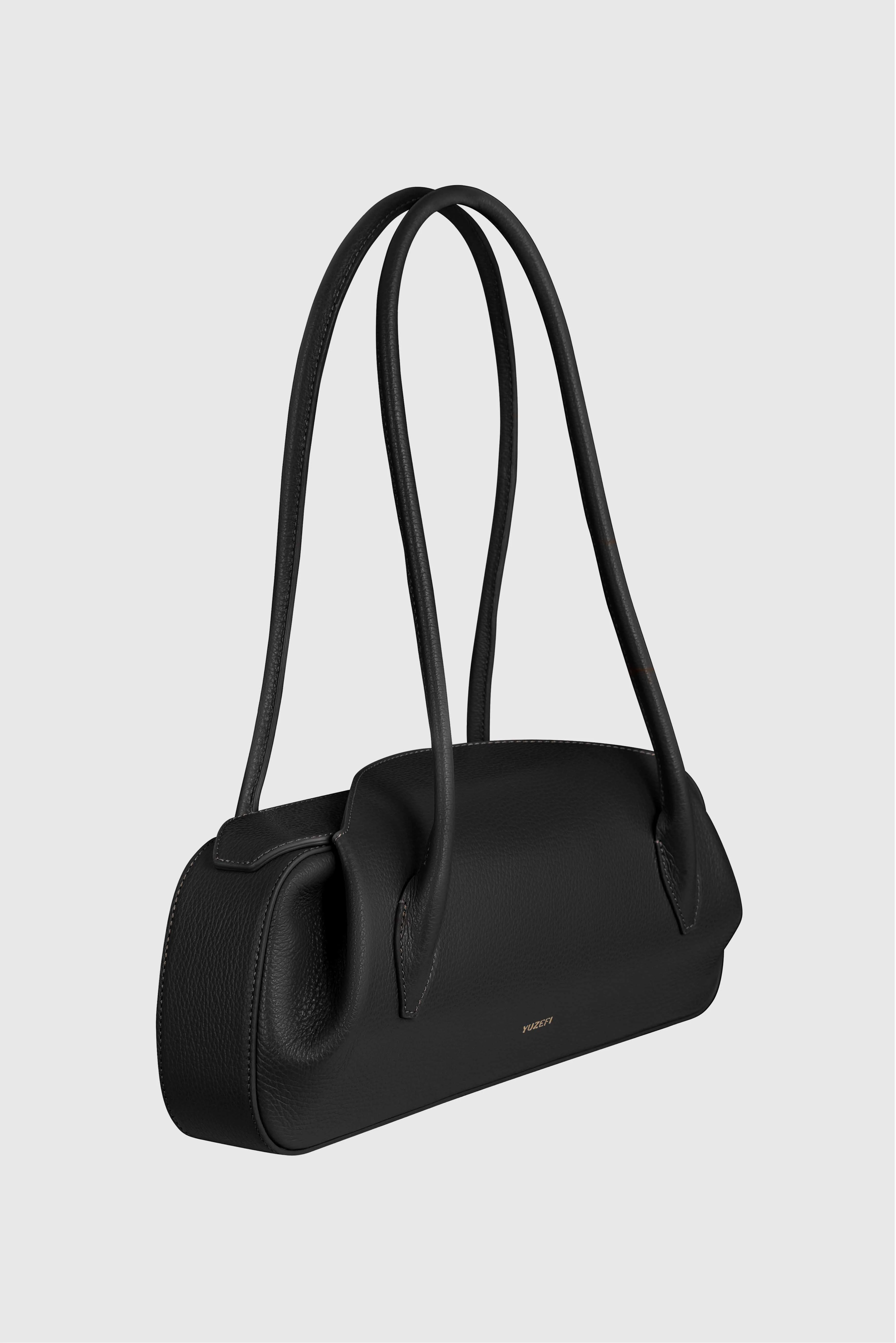 OYSTER SHOULDER BAG - BLACK PEBBLE GRAINED LEATHER - Image 4