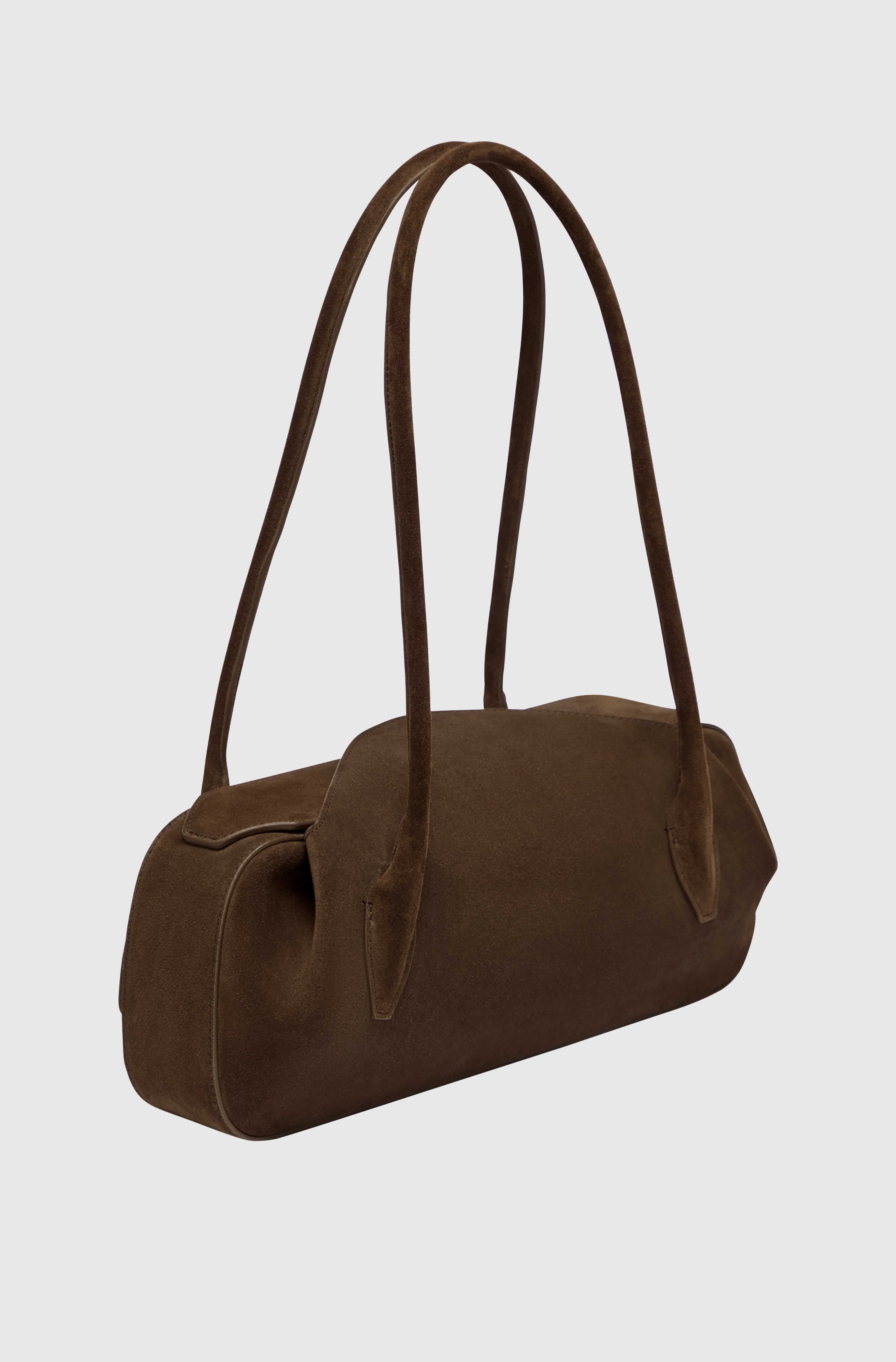 OYSTER SHOULDER BAG - CHOCOLATE SUEDE - Image 2
