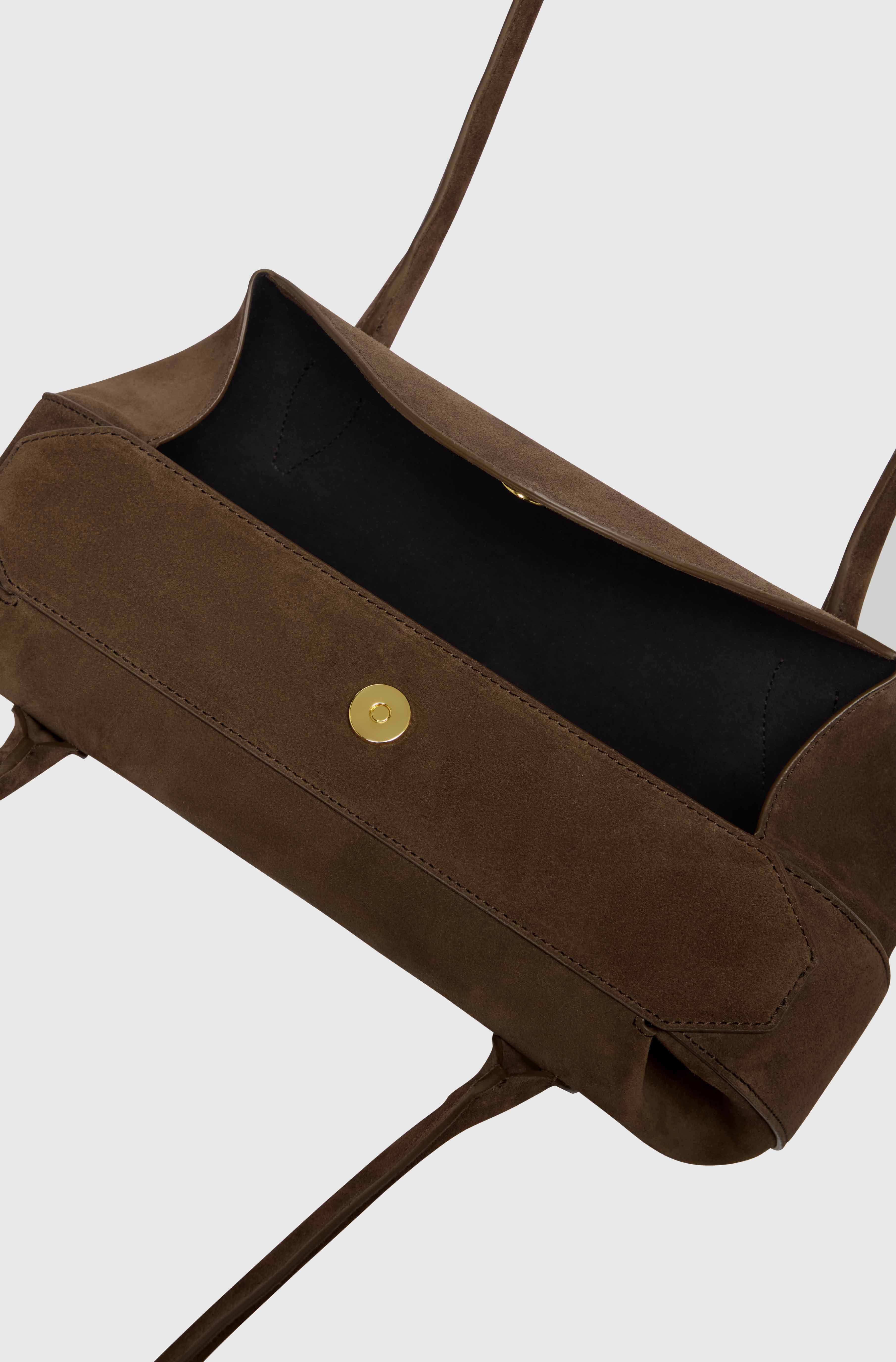 OYSTER SHOULDER BAG - CHOCOLATE SUEDE - Image 3