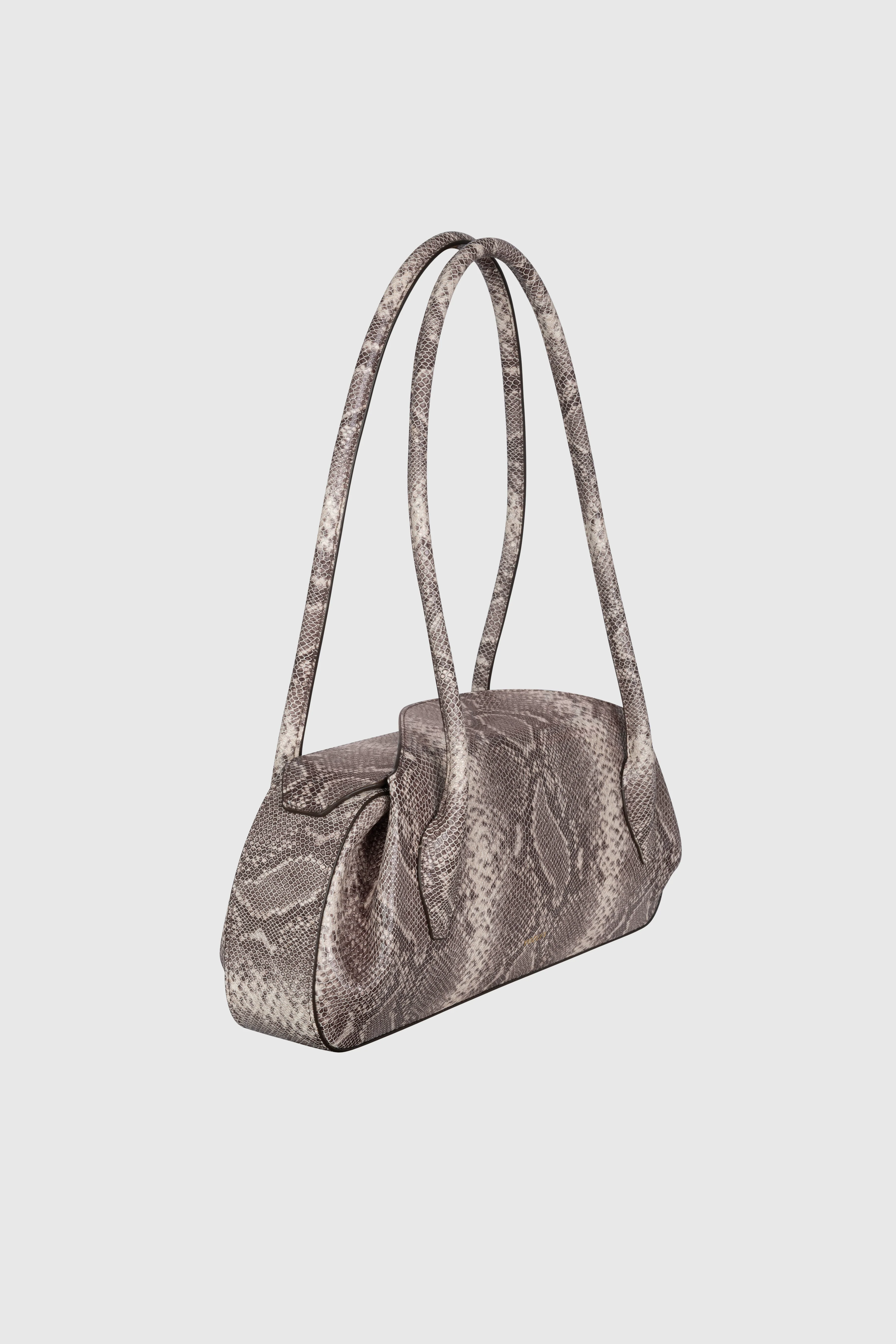 OYSTER SHOULDER BAG - EMBOSSED ASH SNAKE COWHIDE LEATHER - Image 4