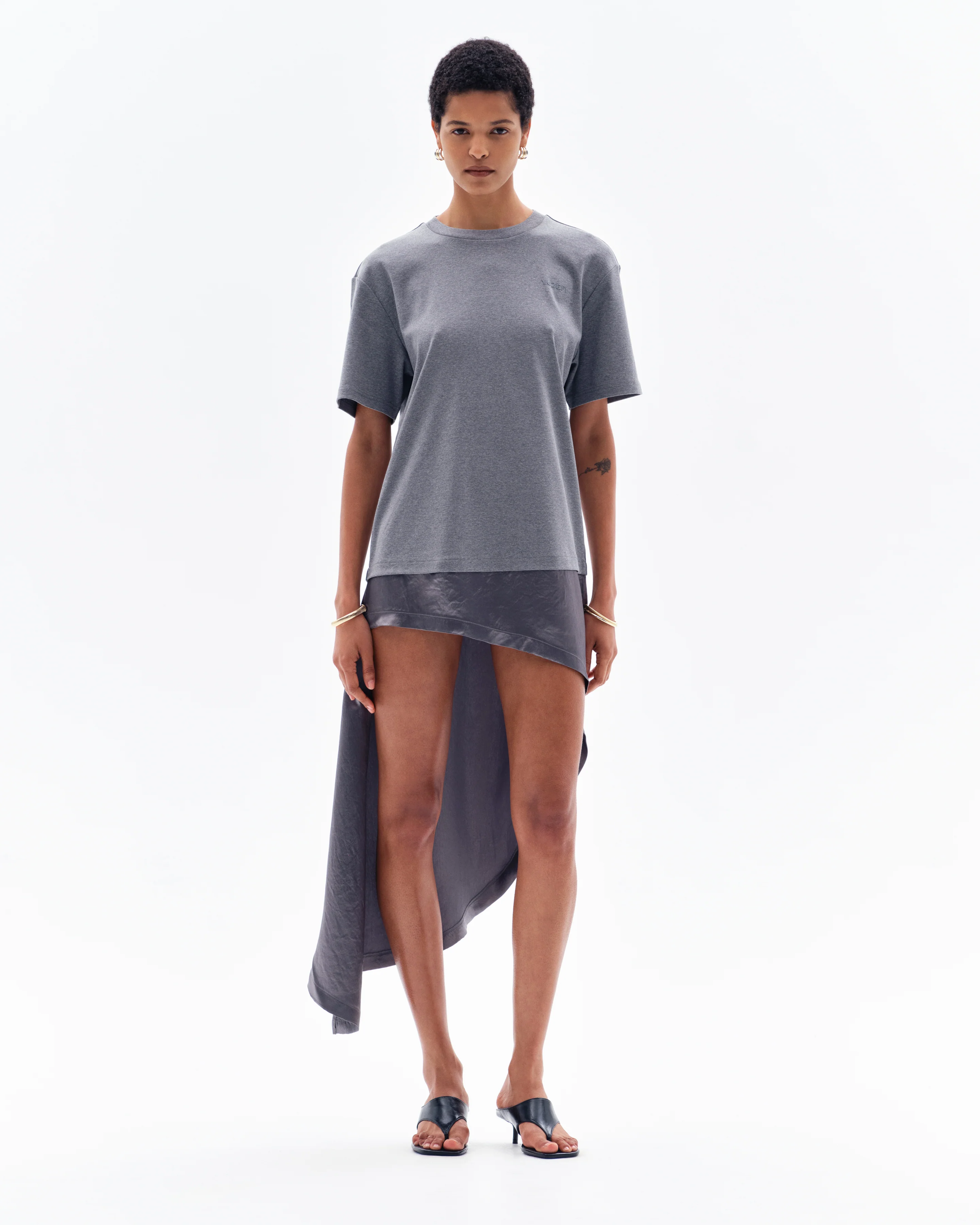 RAVAA BOXY T-SHIRT DRESS - GREY