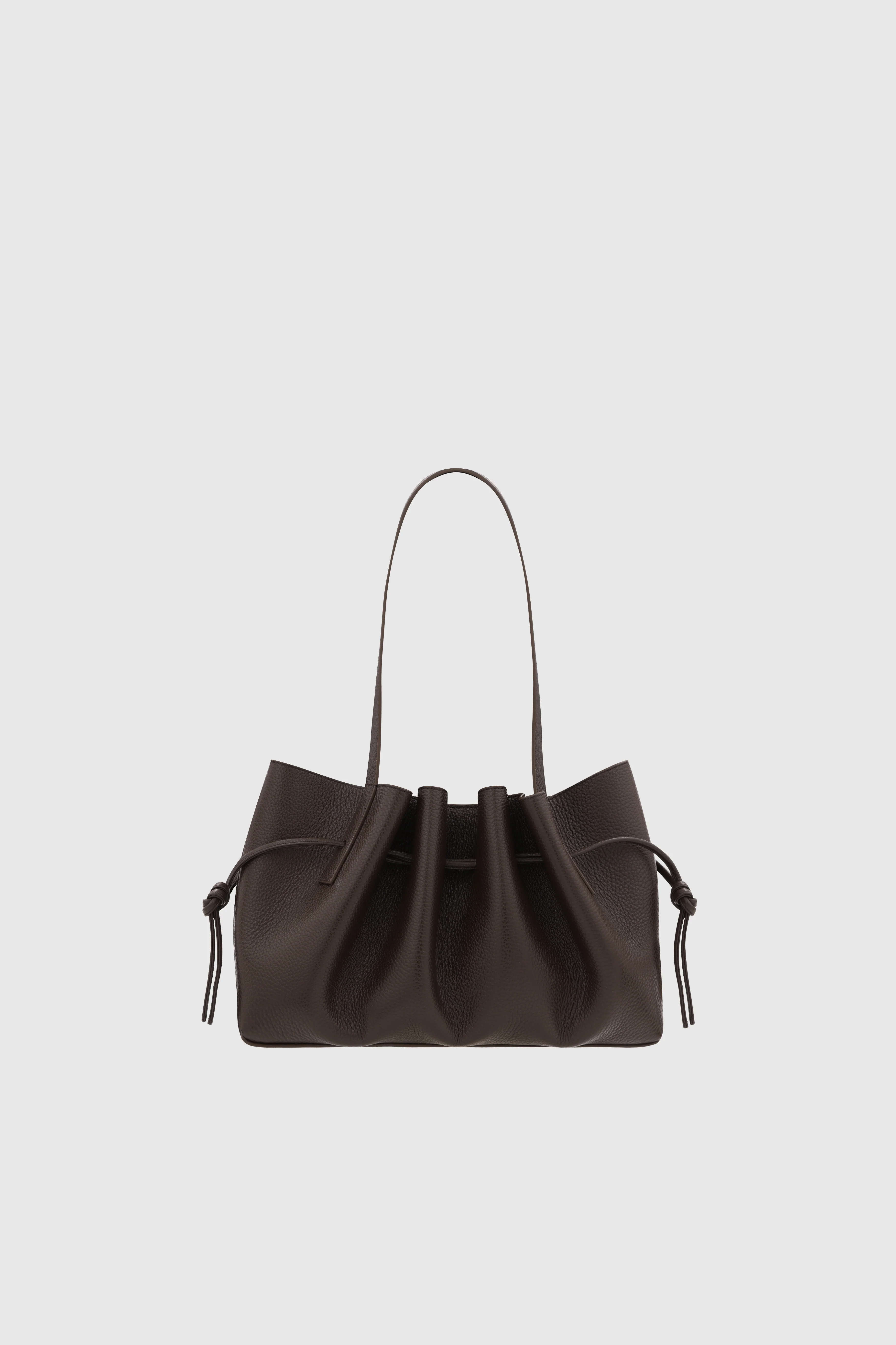 SCALLOP SHOULDER BAG - ESPRESSO PEBBLE GRAINED LEATHER