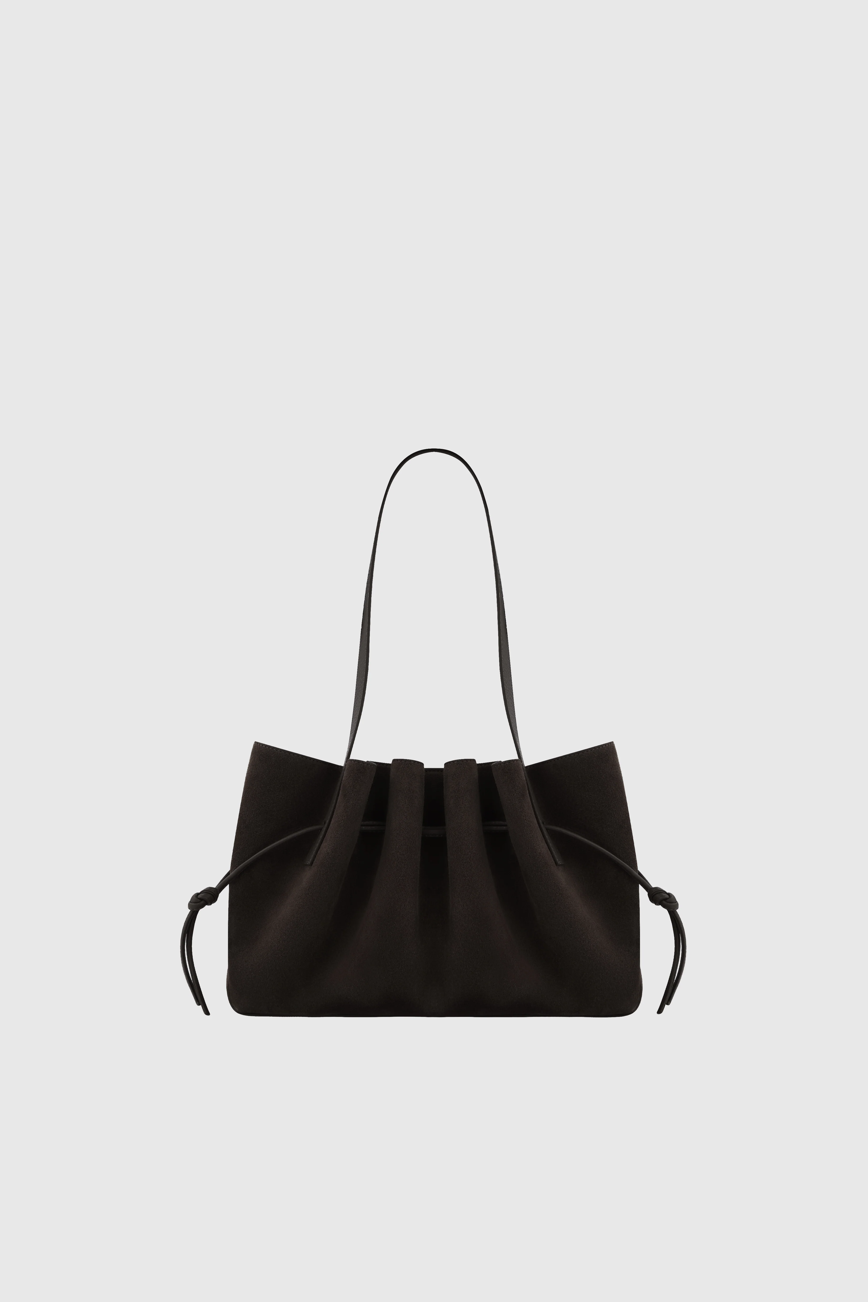 SCALLOP SHOULDER BAG - GANACHE SUEDE