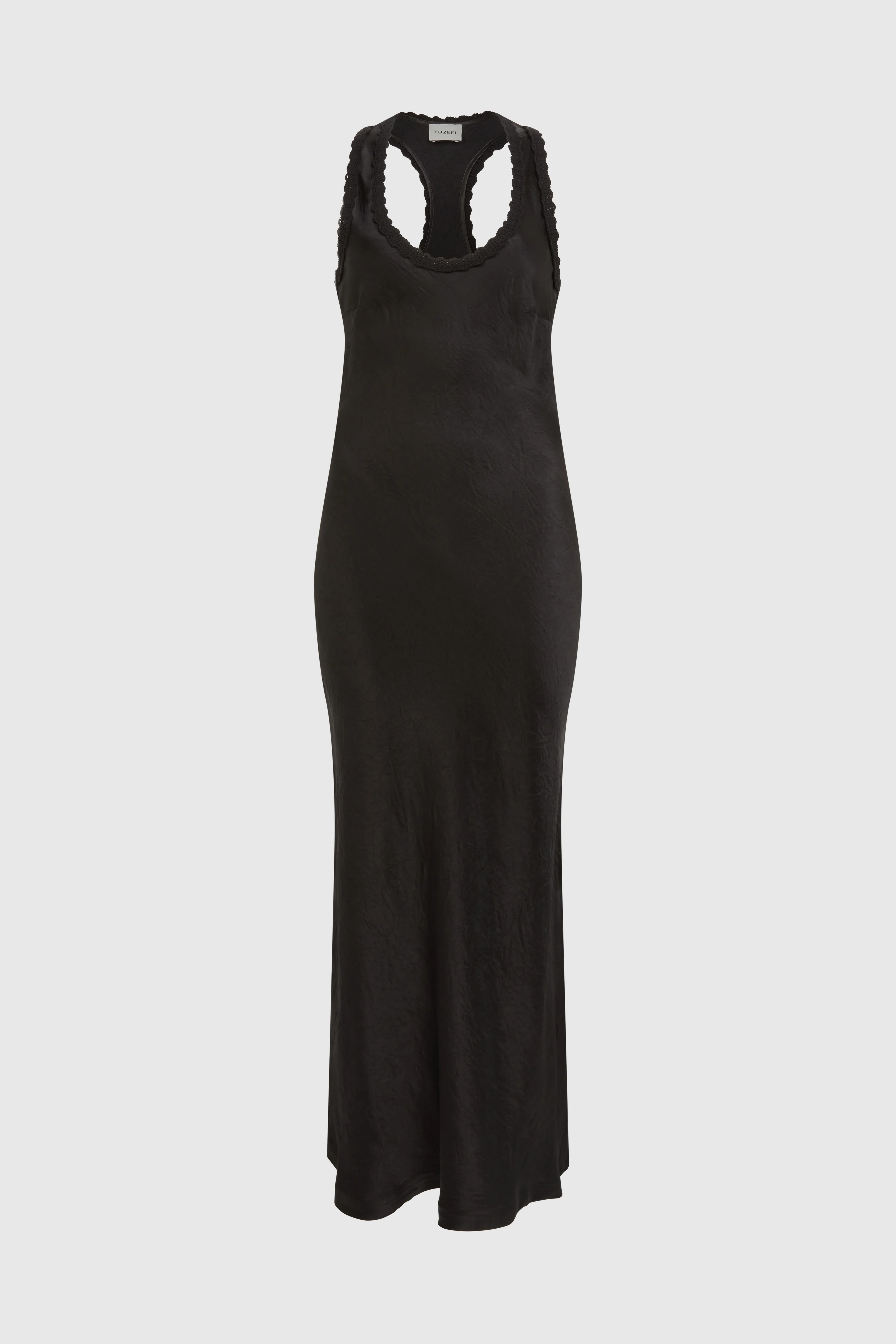 SOLYR SATEEN SCOOP NECK DRESS - BLACK