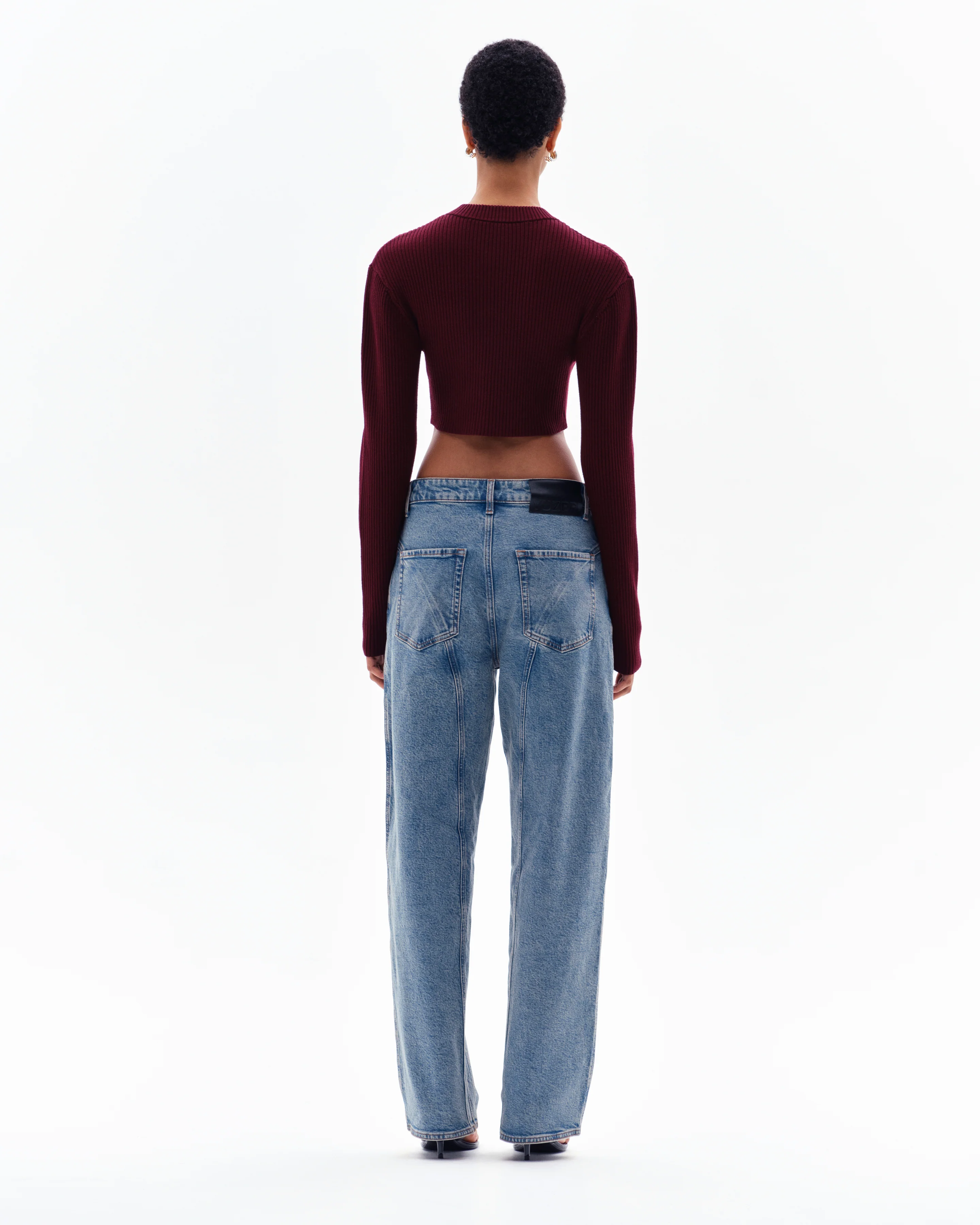 STELLAN RIB CROP CARDIGAN - BORDO - Image 3