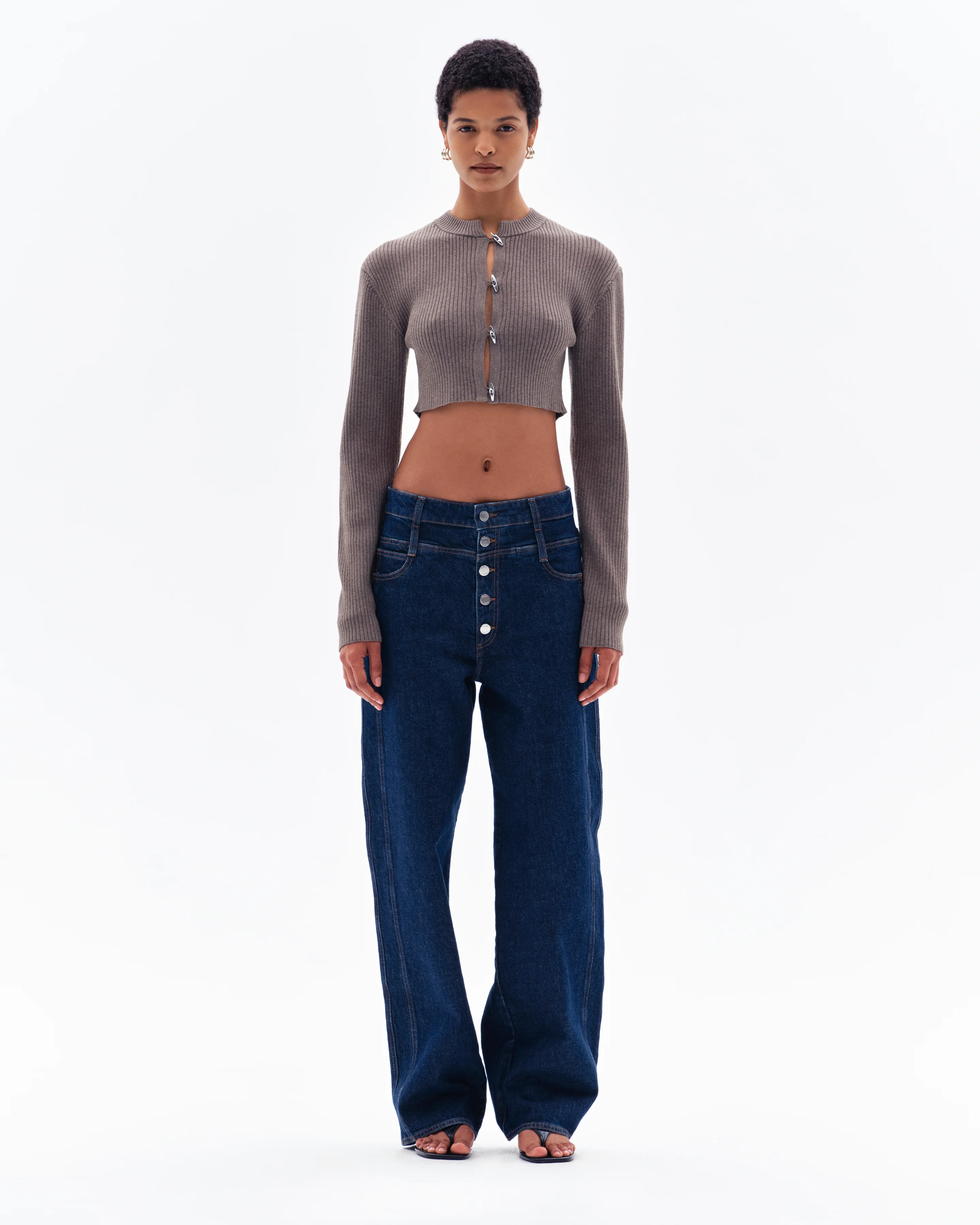 STELLAN RIB CROP CARDIGAN - CLAY - Image 2