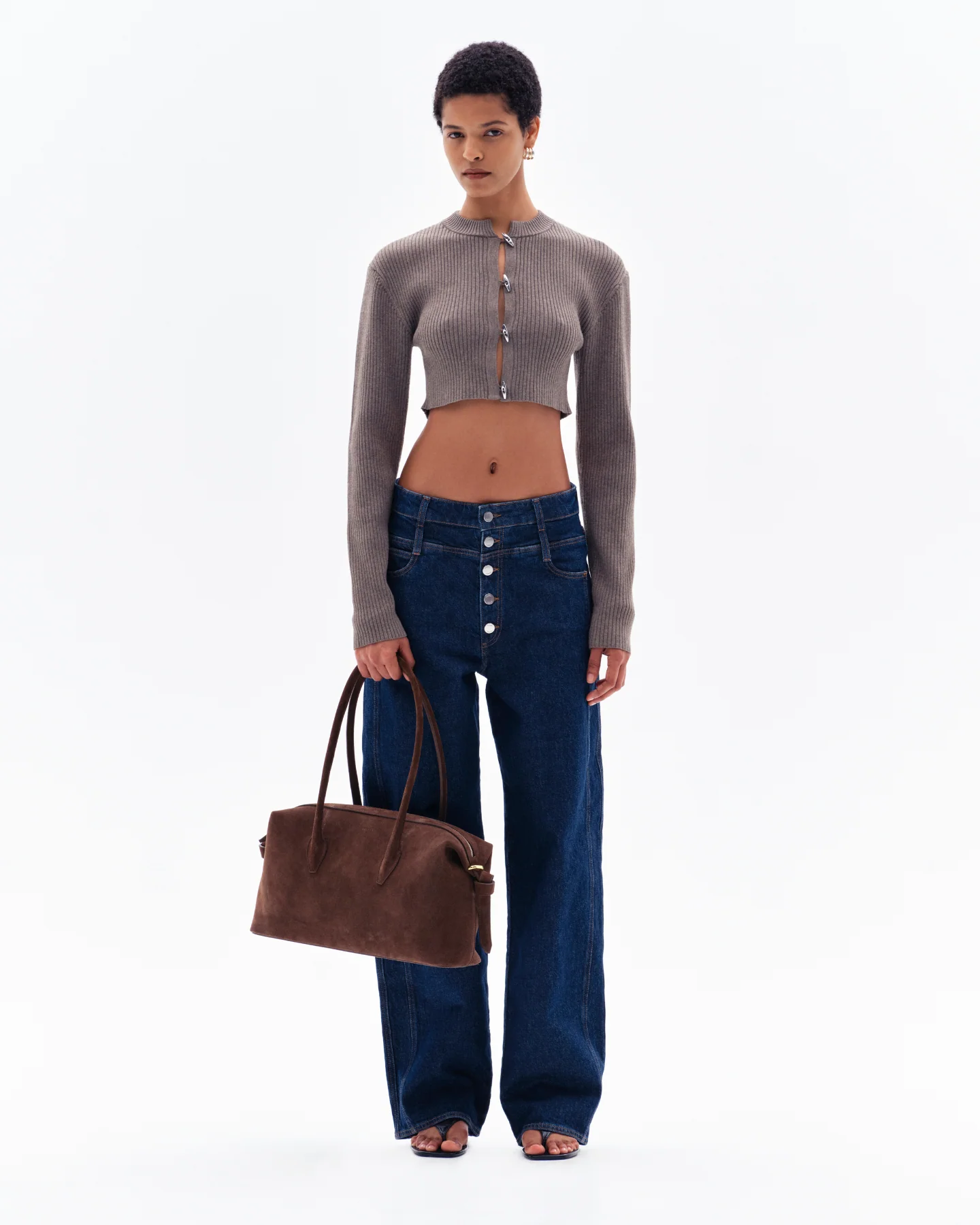 STELLAN RIB CROP CARDIGAN - CLAY - Image 4